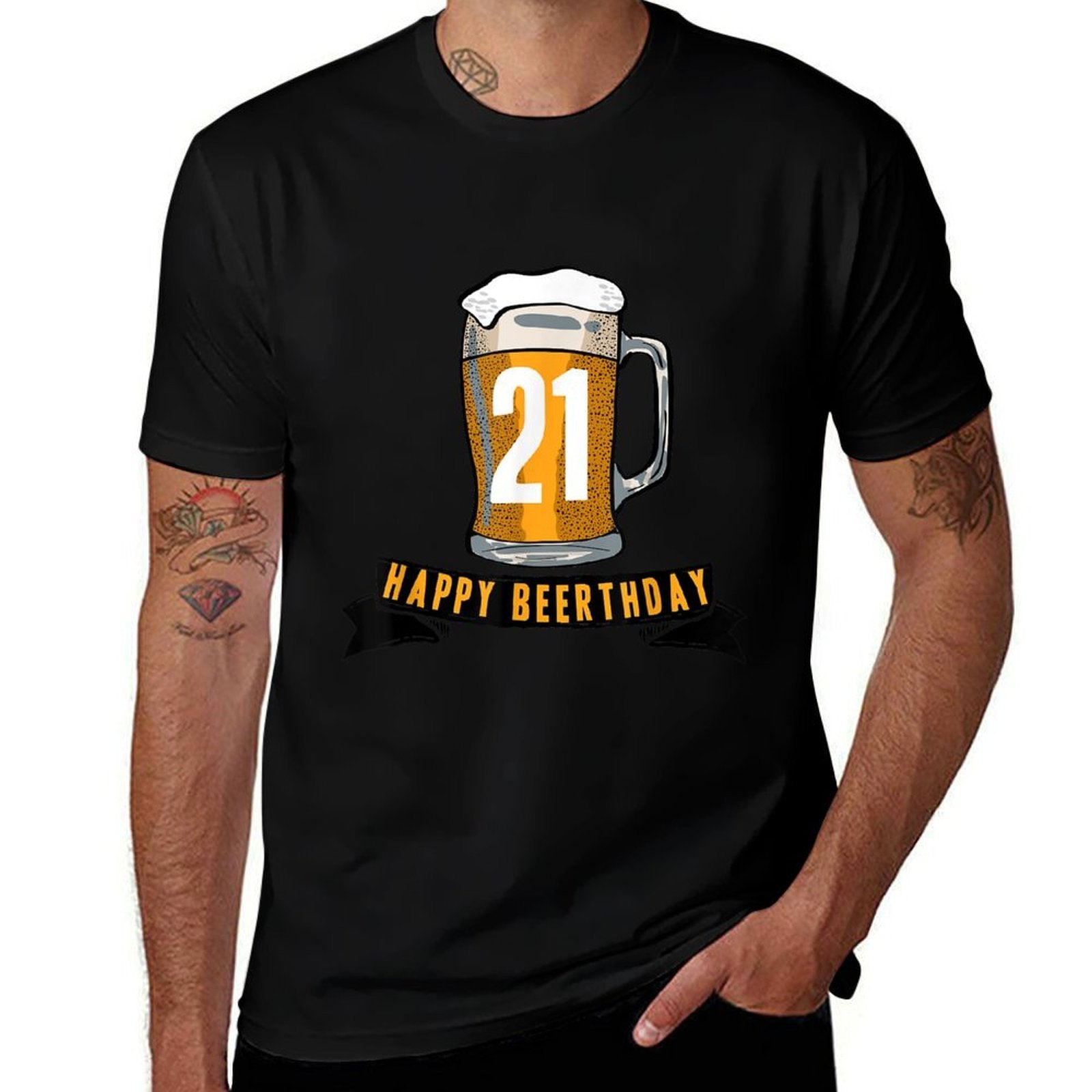 21st Birthday Happy Beerthday Party  Heathered Texture T-Shirt