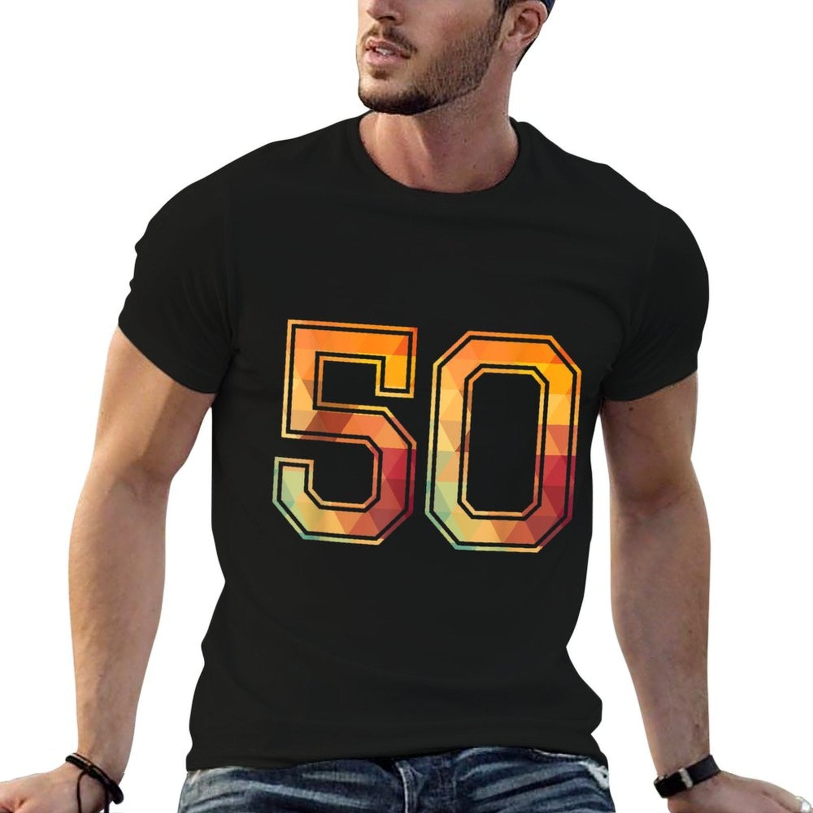 50 Lucky Number Sports Team Low Poly Year Age 50th Birthday  Durable T-Shirt