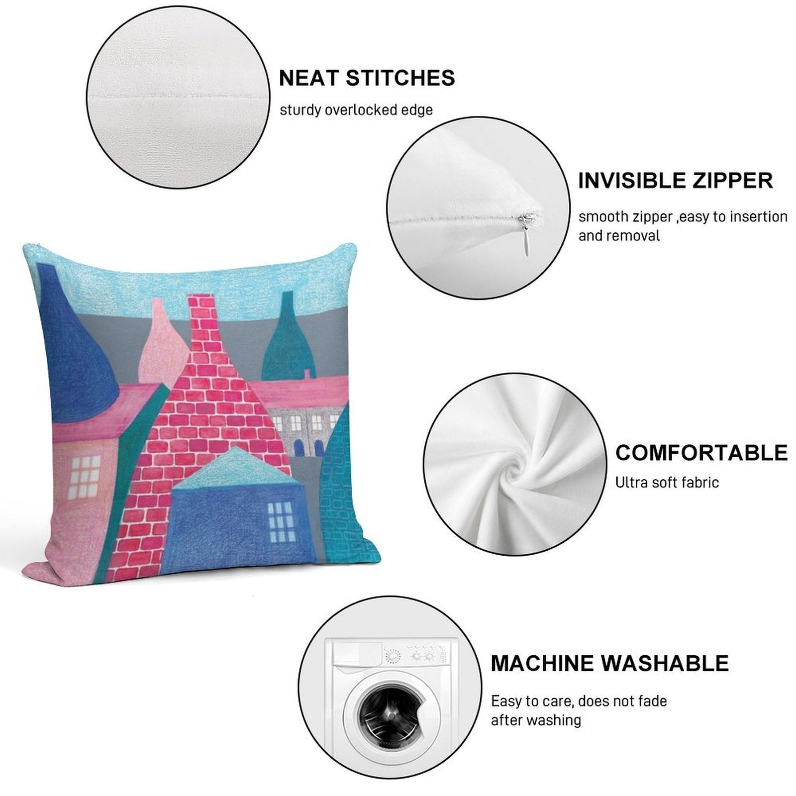 STOKE ON TRENT SERIES Soft Durable Construction Throw Pillow