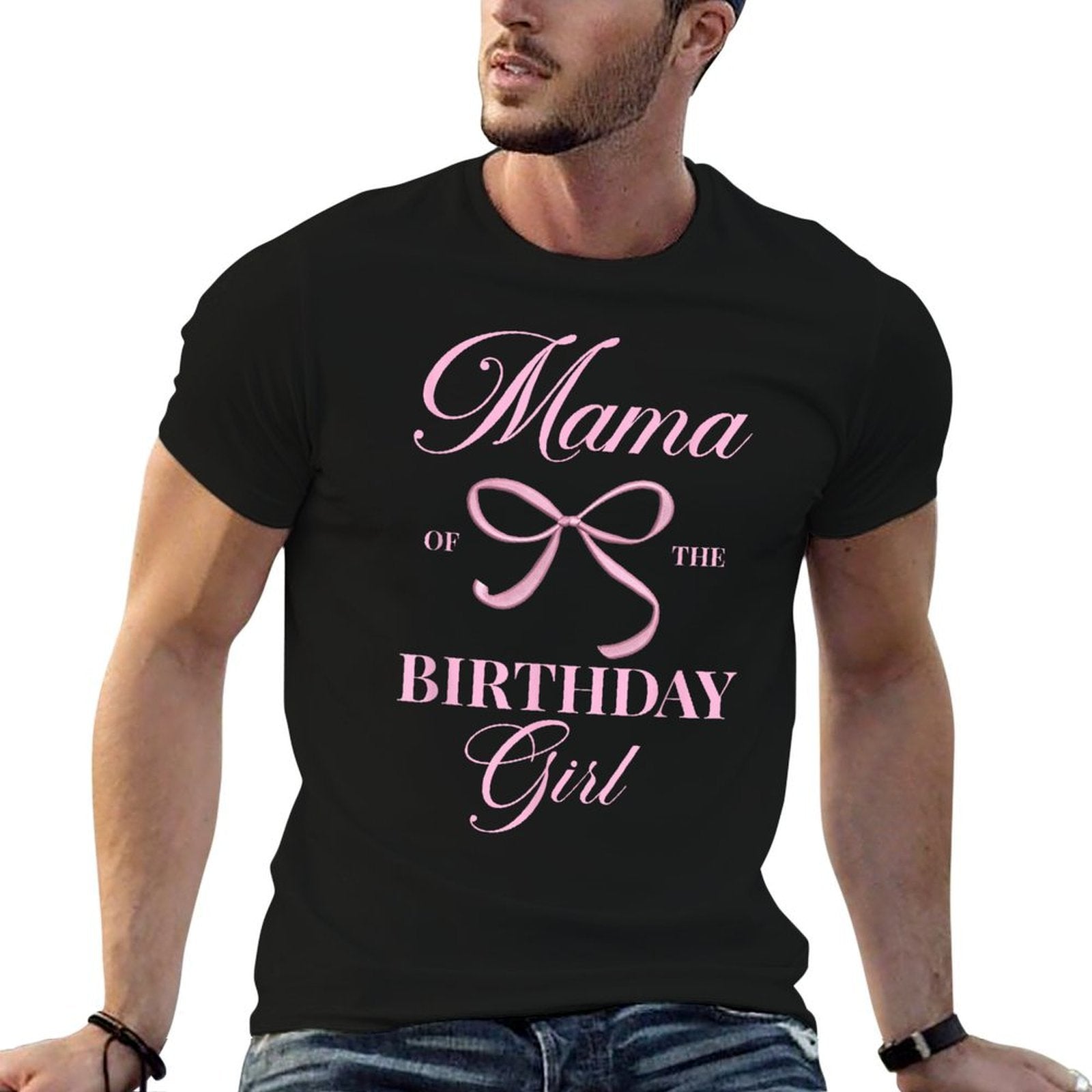 Mama Of The Birthday Girl Coquette Aesthetic Pink Bow  Eco-friendly Material T-Shirt