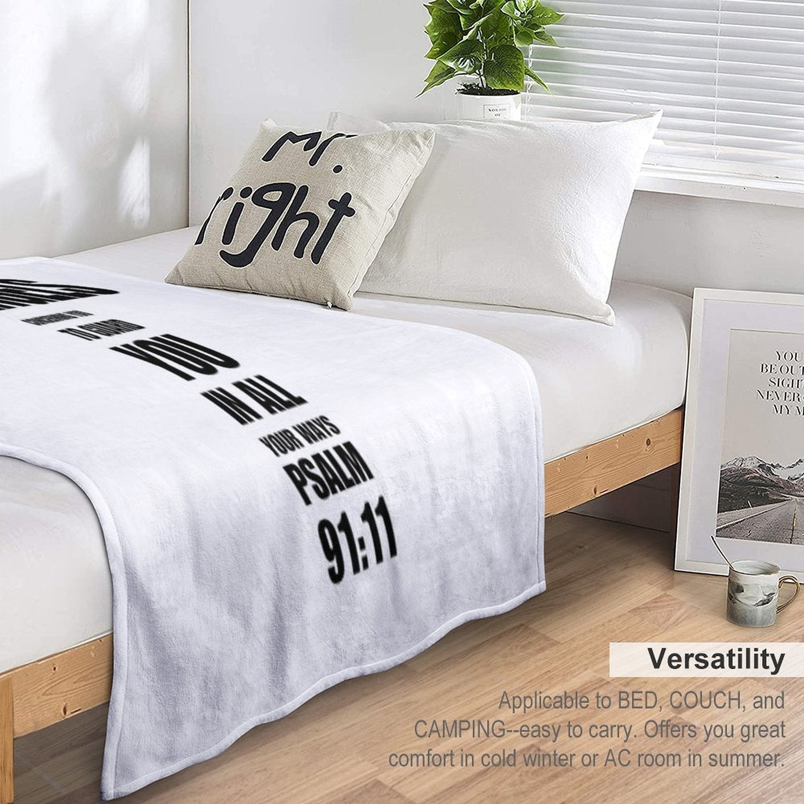 Psalm 91  Bible Verse  Christian Cross  For He Will Command His Angels To Guard You In All Your Ways Easy Care Throw Blanket