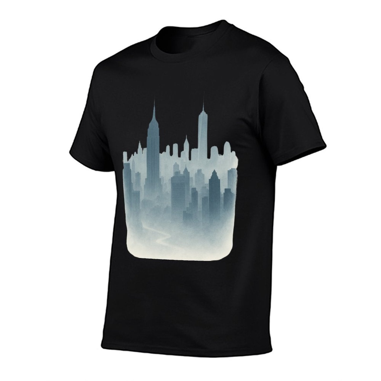 New York Skyline in Fog - Moody Cityscape  Tagless Design T-Shirt