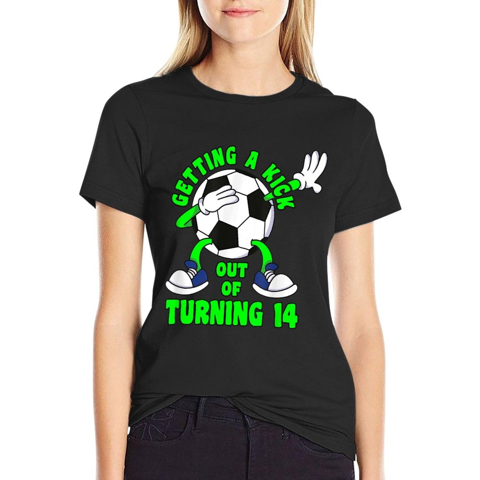 14 Year Old Happy 14th Birthday Soccer 14th Birthday  Cotton T-Shirt