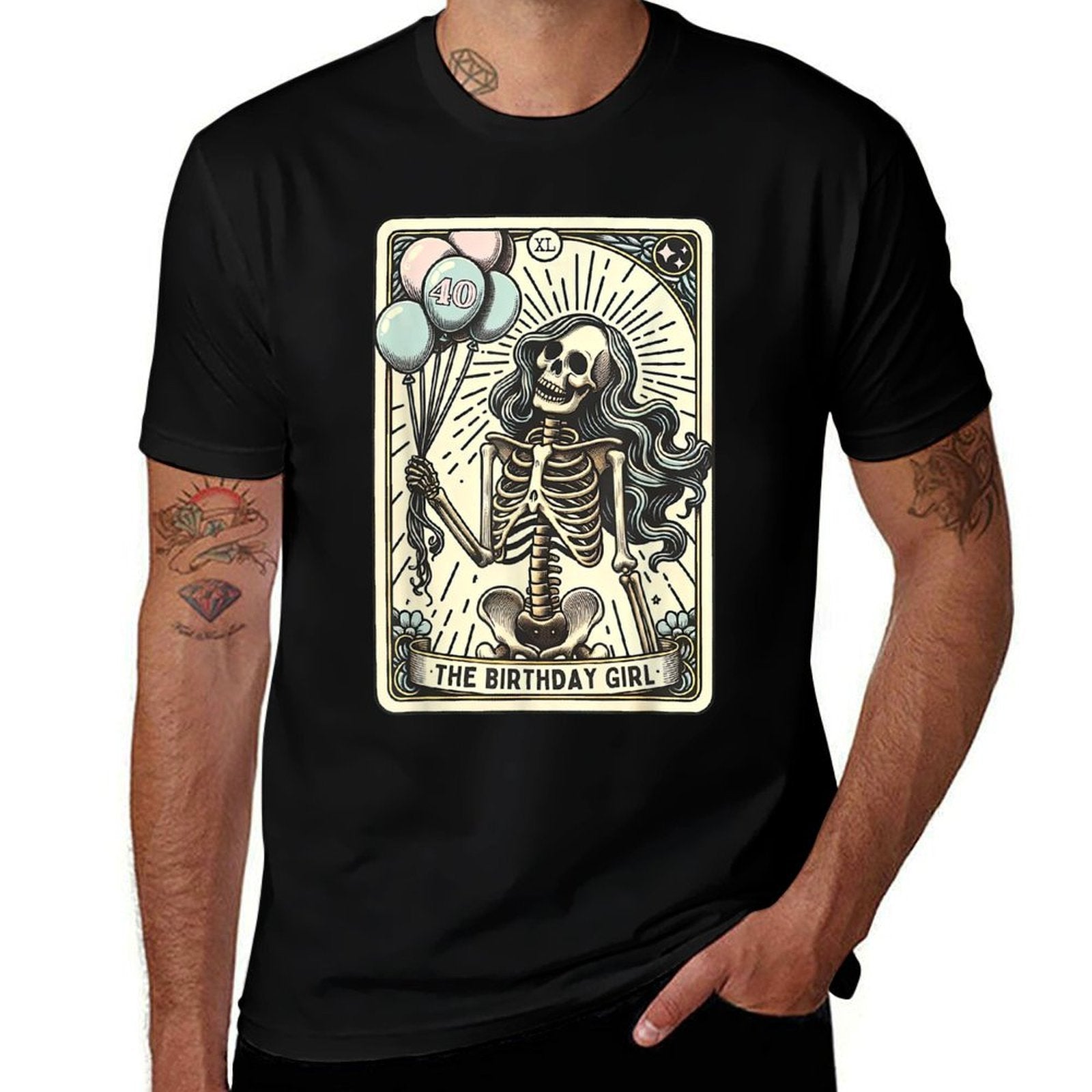 40th Birthday Tarot Card Funny Skeleton Birthday Celebration  Breathable T-Shirt