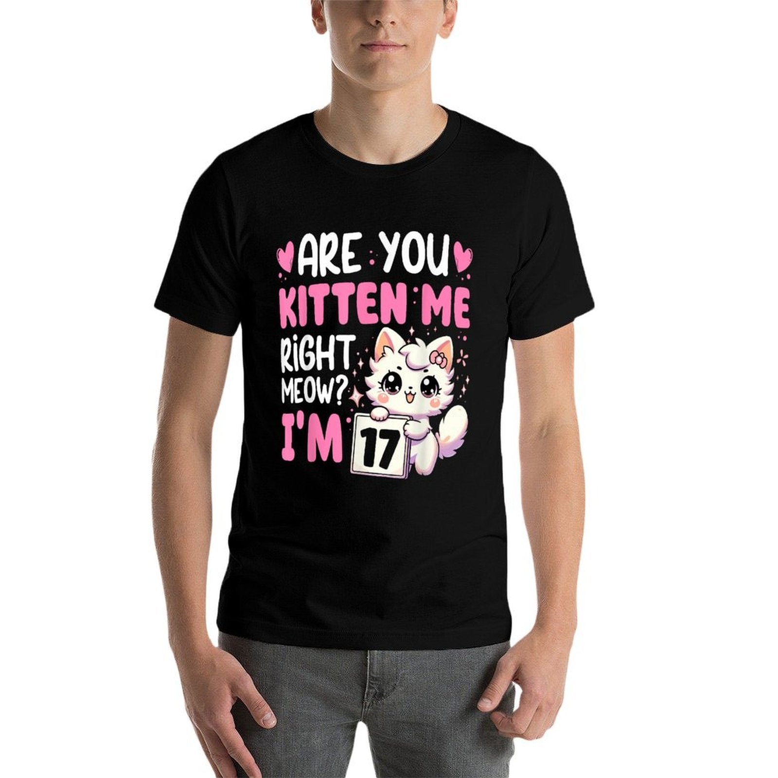 17th Birthday Girls 17yr 17 Year Old Kitten Cat Bday  Durable T-Shirt