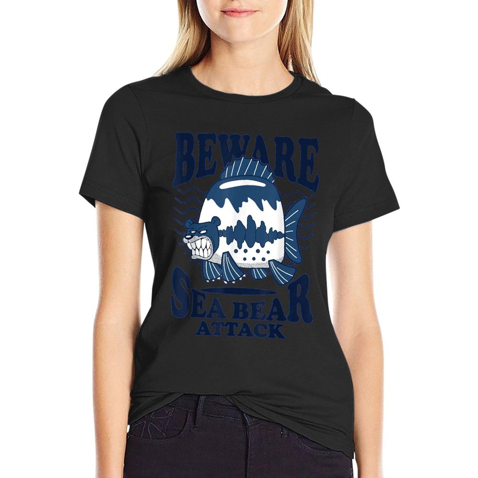 Beware Sea Bear Attack  Heathered Texture T-Shirt