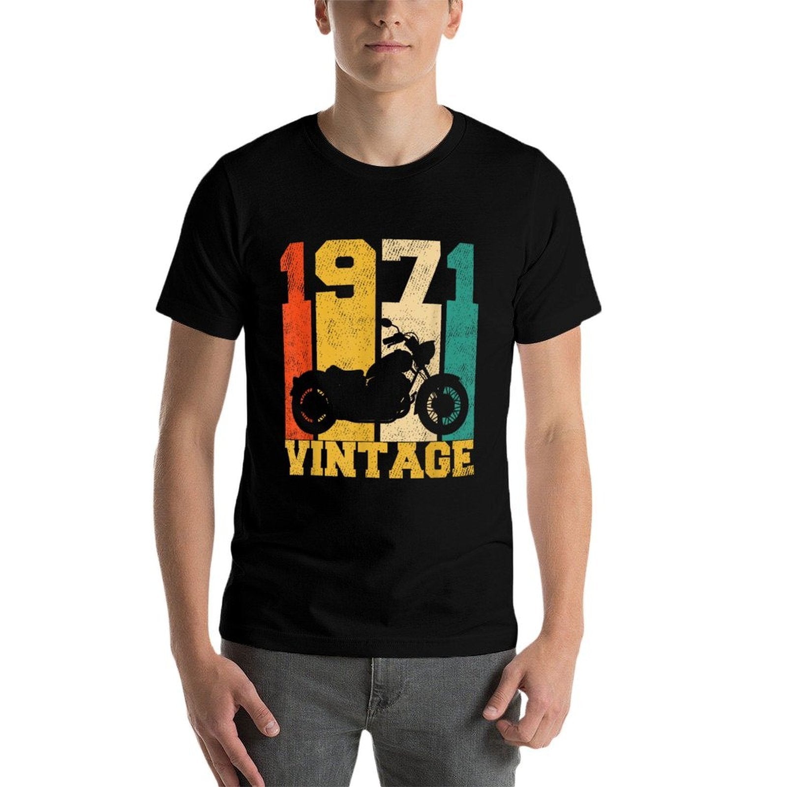 50th Birthday Gift 1971 Vintage Motorcycle 50th Birthday  Oversized Silhouette T-Shirt