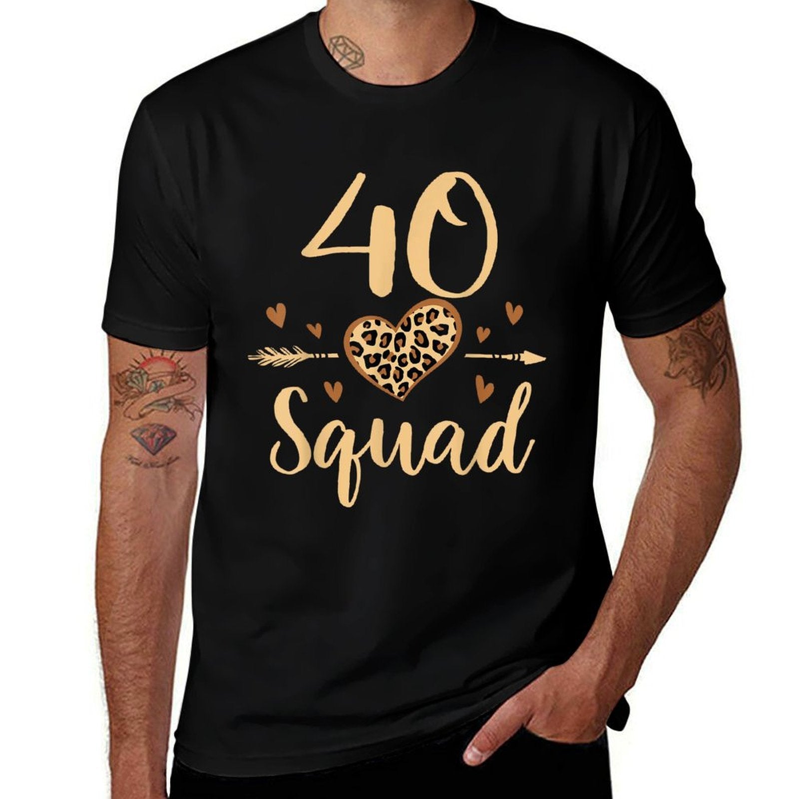 40 Year Old Birthday Squad Leopard 40th & Fabulous Party  Stretchy T-Shirt