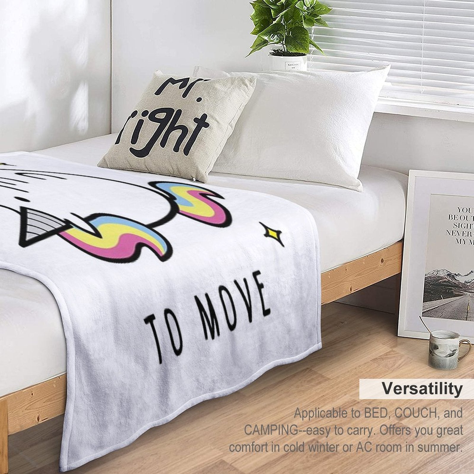 Too Lazy To Move Unicorn T-Shirt Versatility Throw Blanket