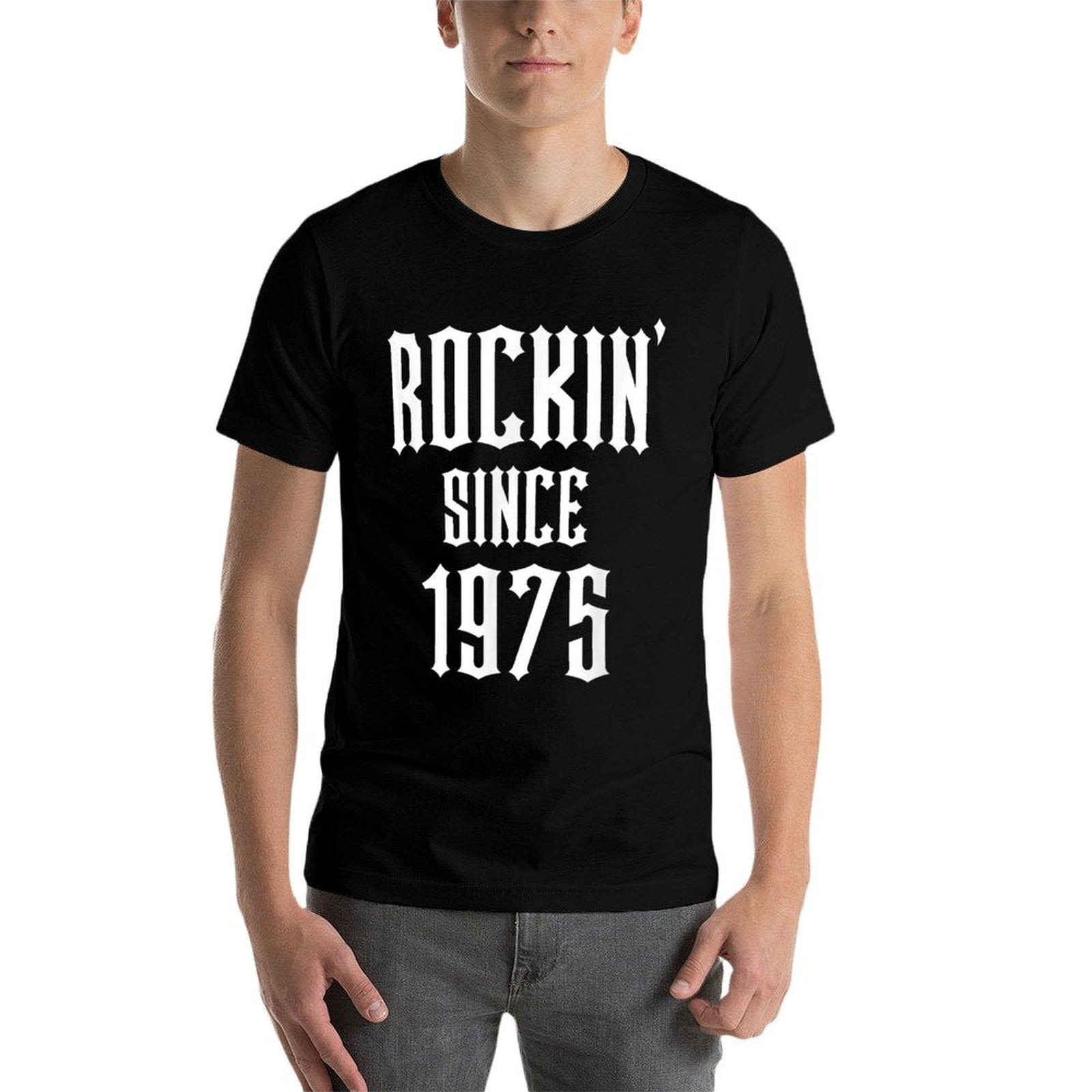50 Year Old Classic Rock 1975 50th Birthday  Ribbed Collar T-Shirt