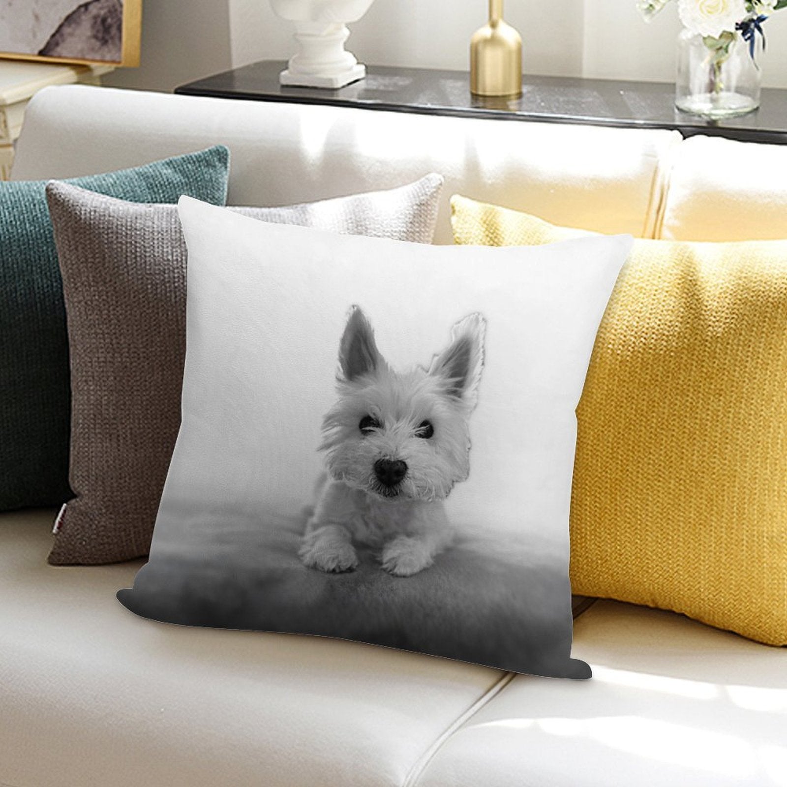 Little Blue The Westie Soft Luxury Feel Throw Pillow