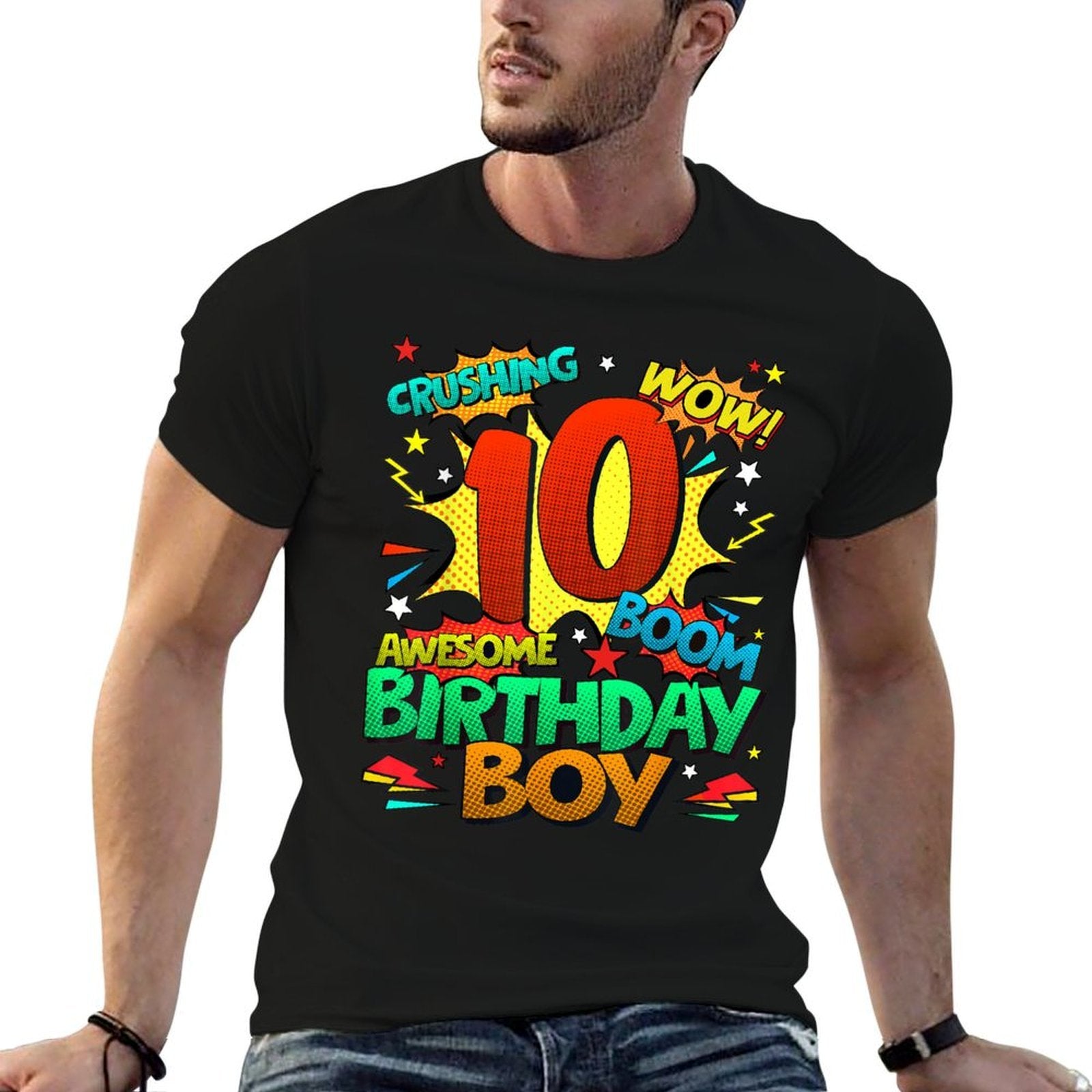 10th Birthday Kids Comic Style Kids Boys 10 Year Old Gifts  Vintage-inspired T-Shirt