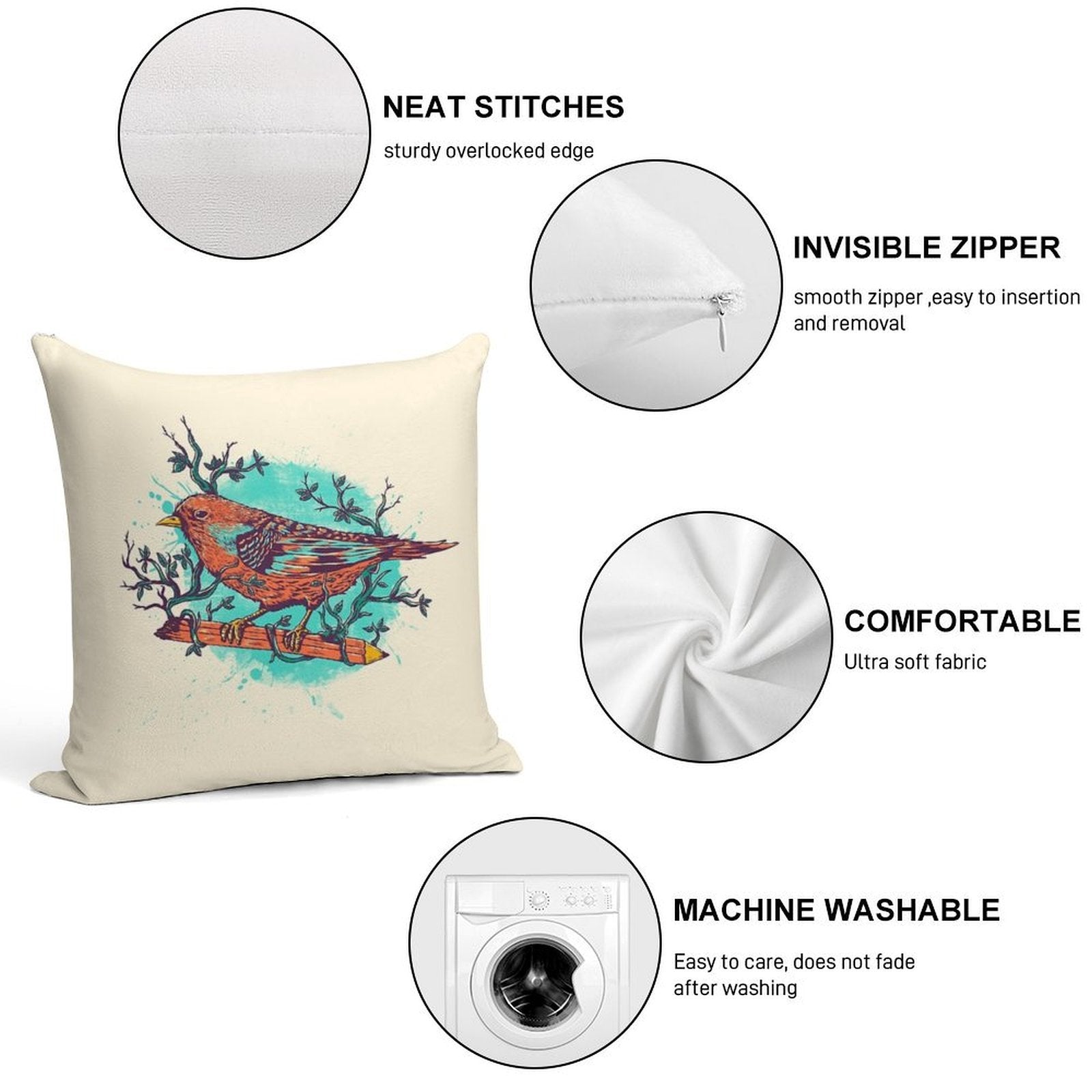 Bird Soft Multiple Sizes Throw Pillow