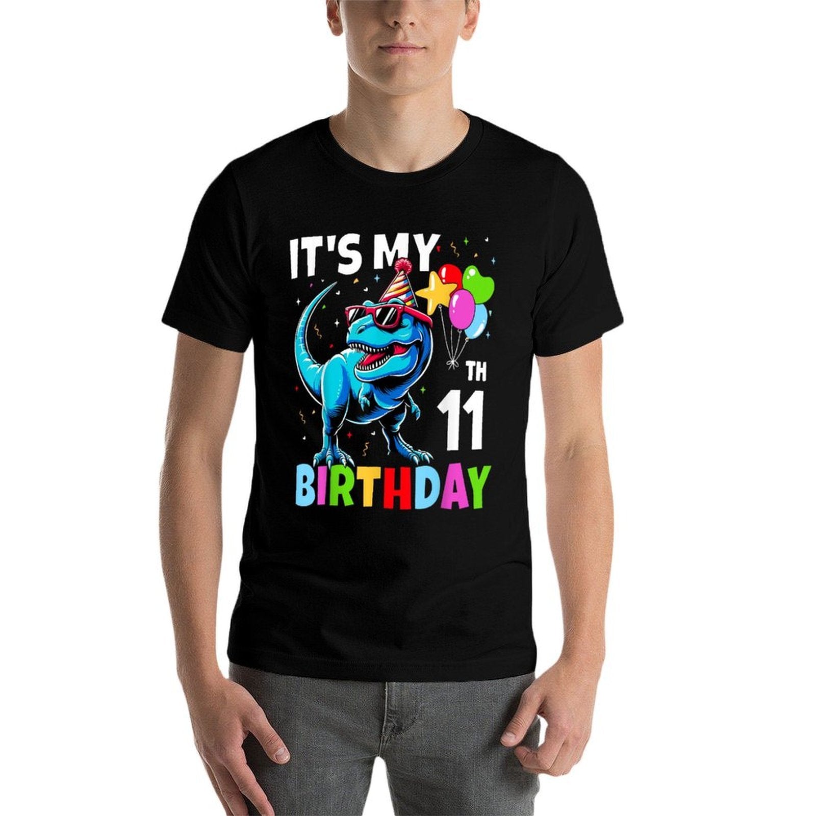 11th Birthday For Boys 11yr 11 Year Old Dinosaur T-Rex  Eco-friendly Material T-Shirt