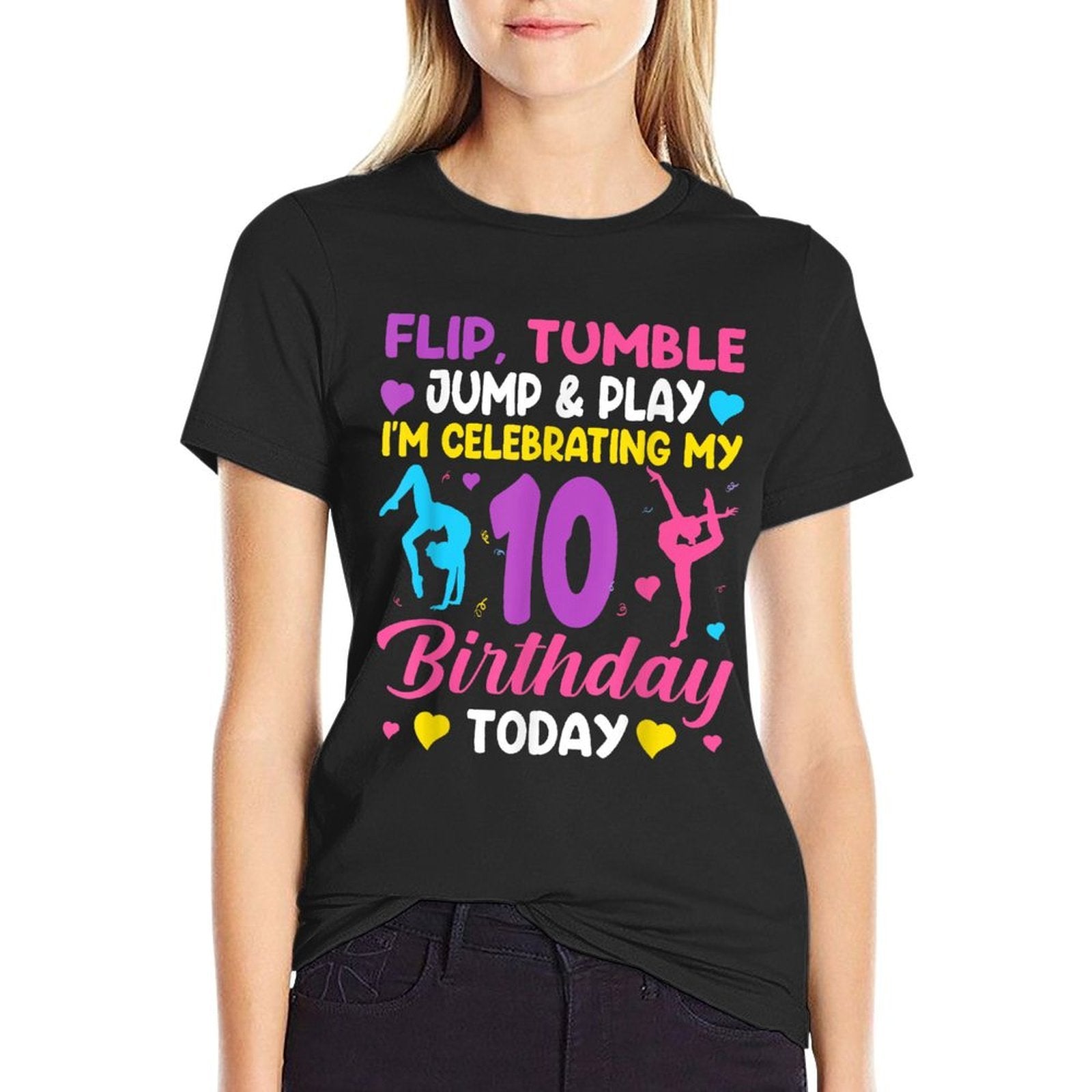 10th Birthday Gymnast Girl 10 Year Old Bday Gymnastics Party  Graphic-printed T-Shirt