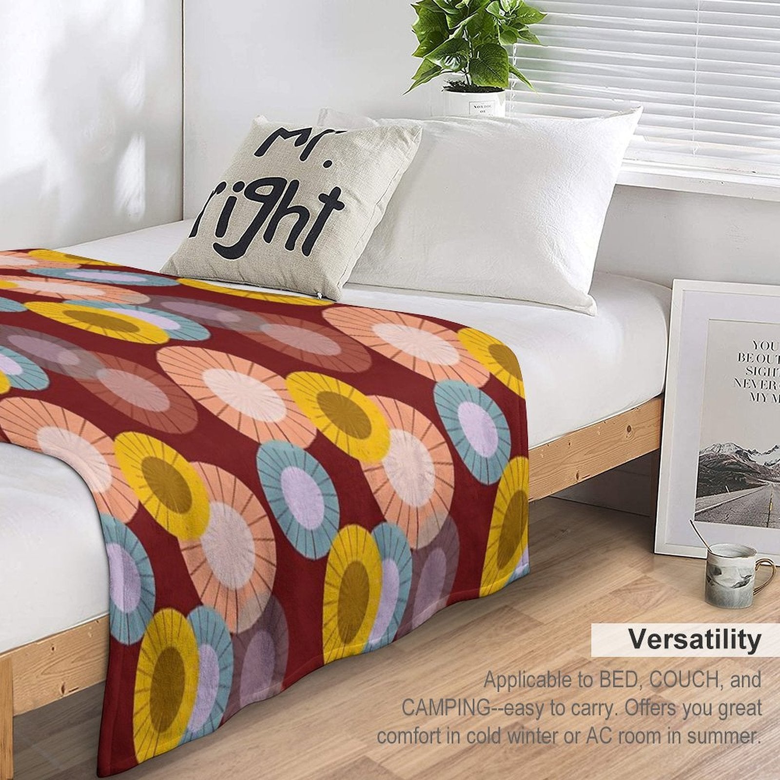 Abstract Floral Pattern Eco-conscious Throw Blanket