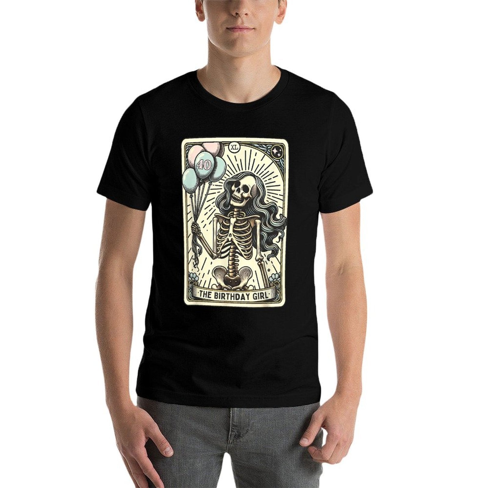 40th Birthday Tarot Card Funny Skeleton Birthday Celebration  Breathable T-Shirt