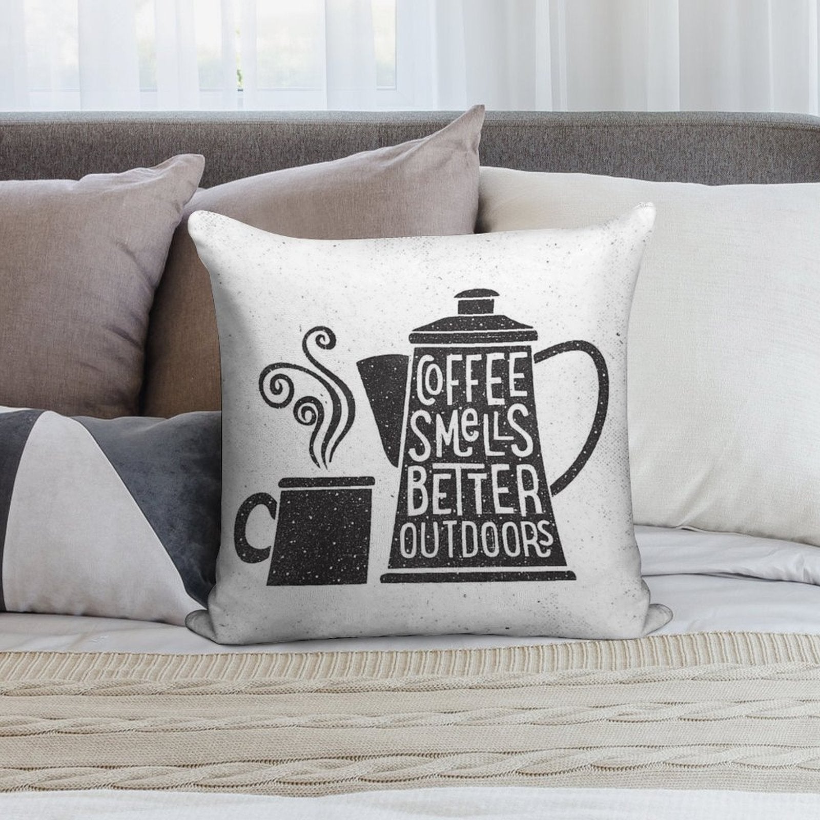 Coffee Smells Better Soft Decorative Cover Throw Pillow