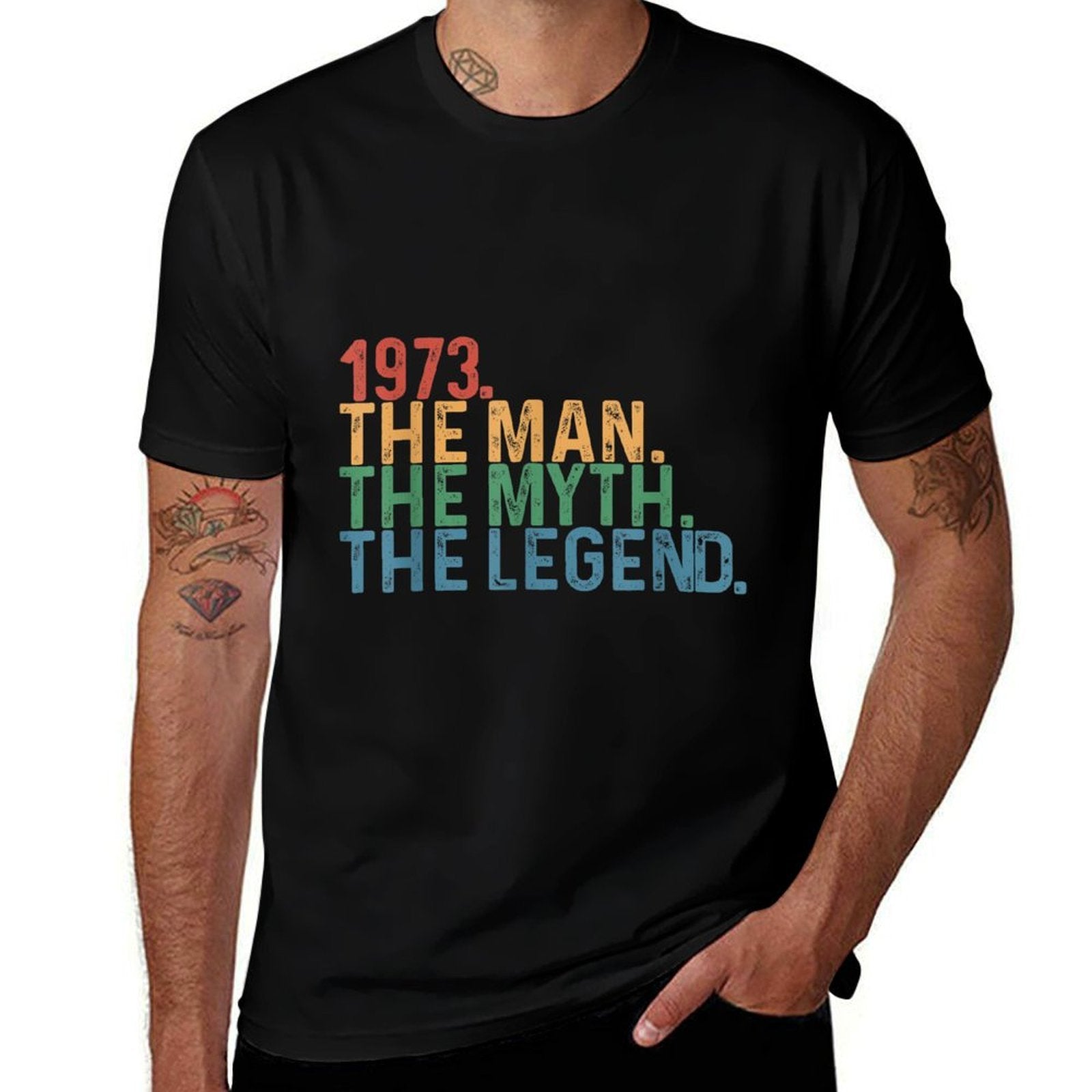 50 Year Old Classic Vintage 1973 50th Birthday Decoration  Ribbed Collar T-Shirt