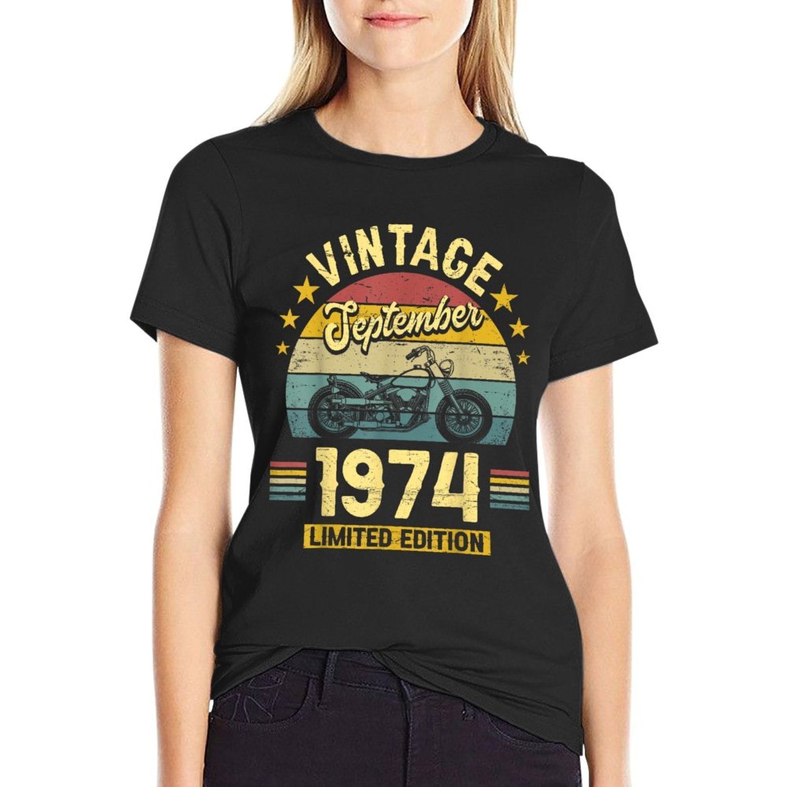 50 Years Biker September 1974 50th Birthday  Polyester Blend T-Shirt