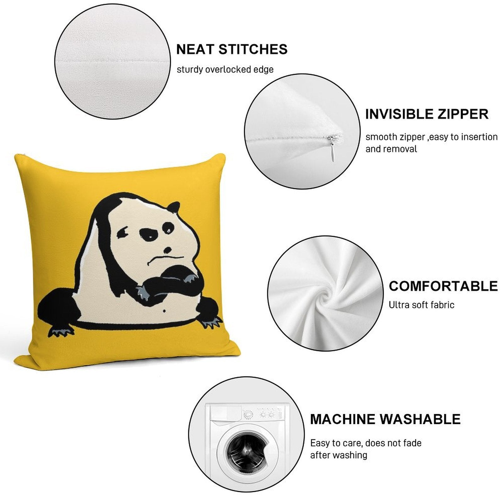 Panda Bear Soft Ultra-Soft Texture Throw Pillow