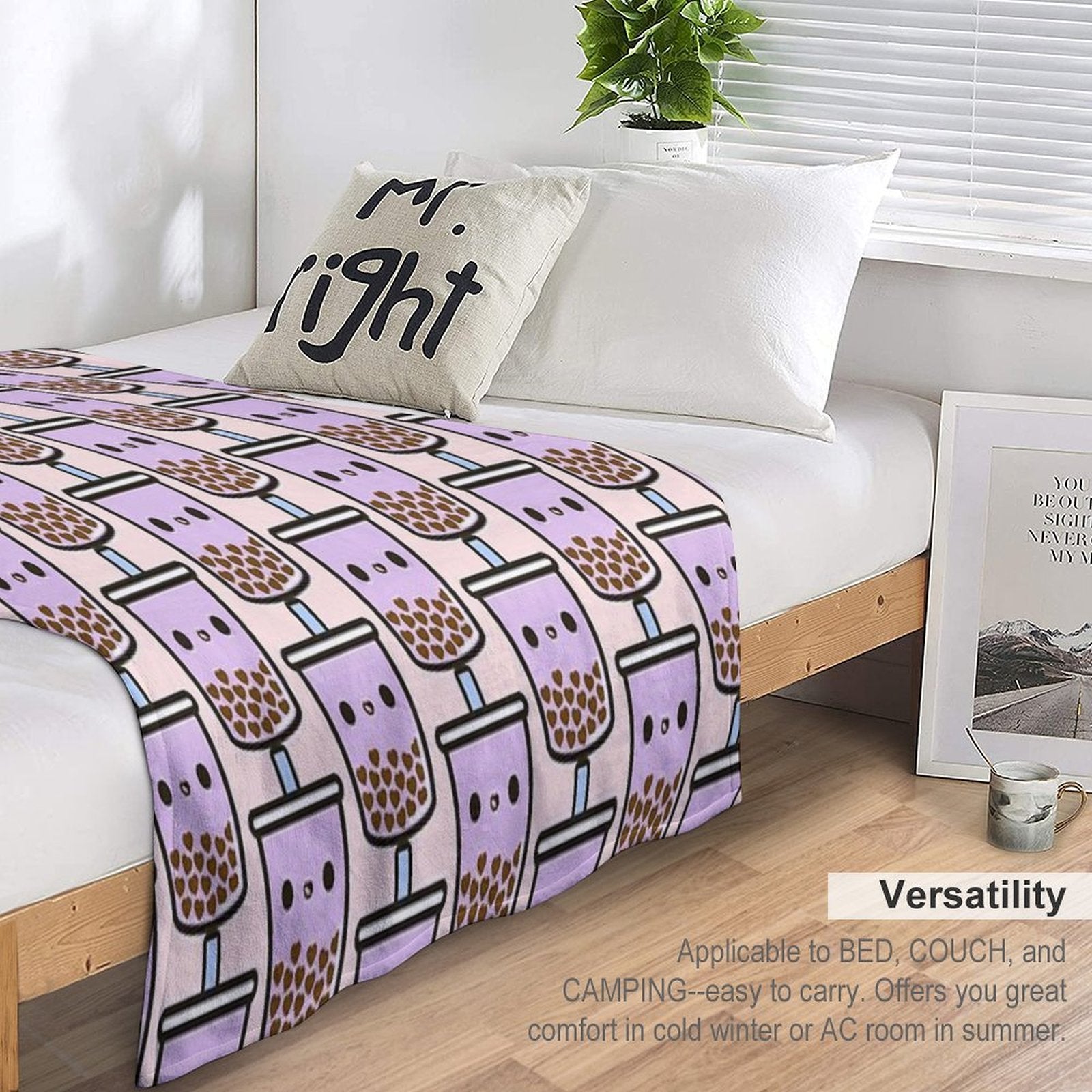 Cute Love Heart Bubble Tea Premium Throw Blanket