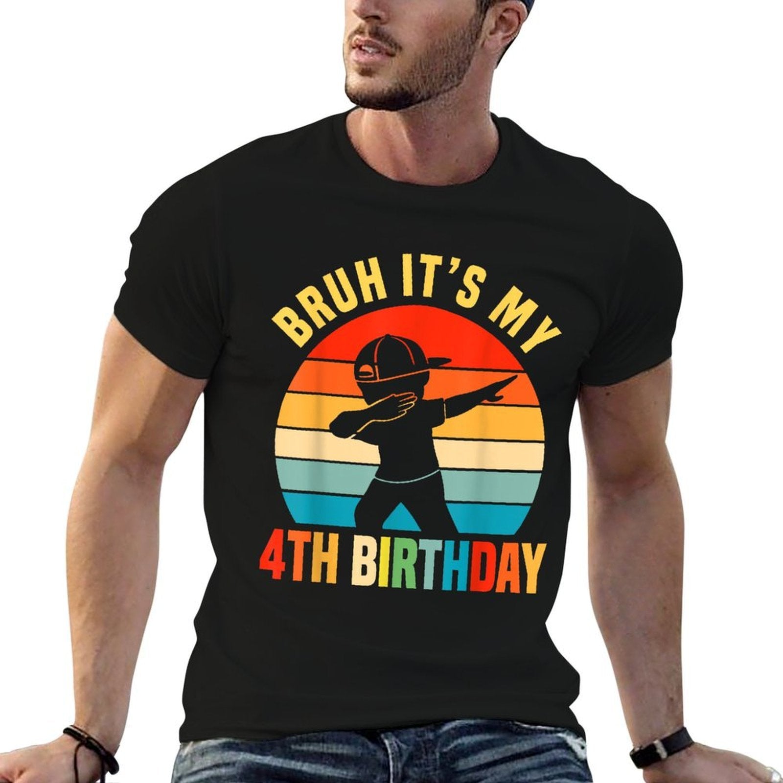 4 Year Old Birthday Dabbing Boy Bruh It's My 4th Birthday  Odor-resistant T-Shirt