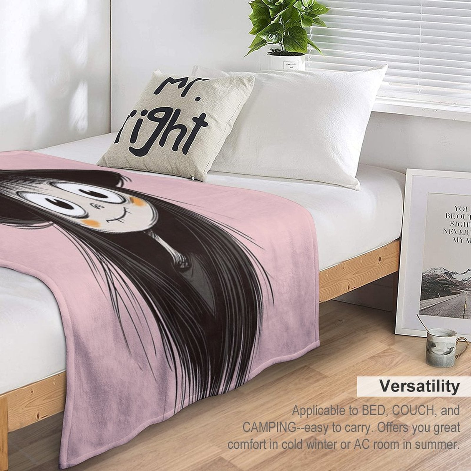 Spooky-Cute Witch in Sketch Style – Big Witch Hat & Big Eyes Travel-friendly Throw Blanket