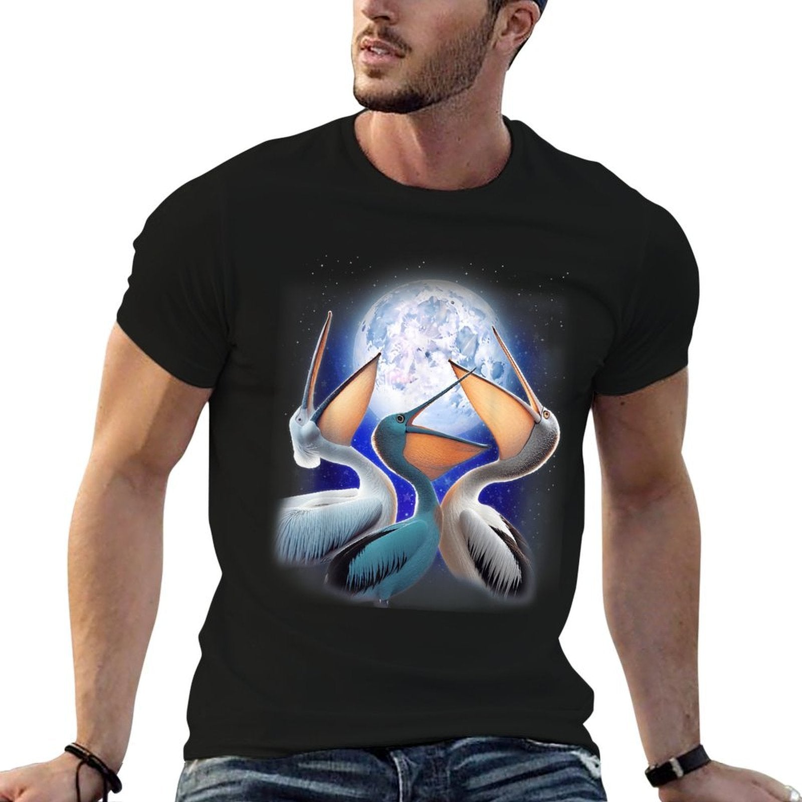 3 Pelicans Howling At The Moon Funny Pelican Bird Lover Kids  Wrinkle-resistant T-Shirt