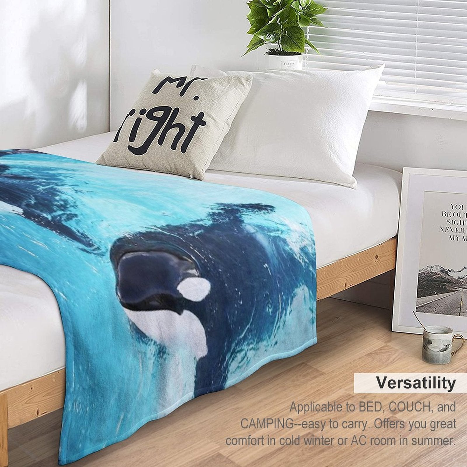 Whale in Blue Ocean Versatility Throw Blanket
