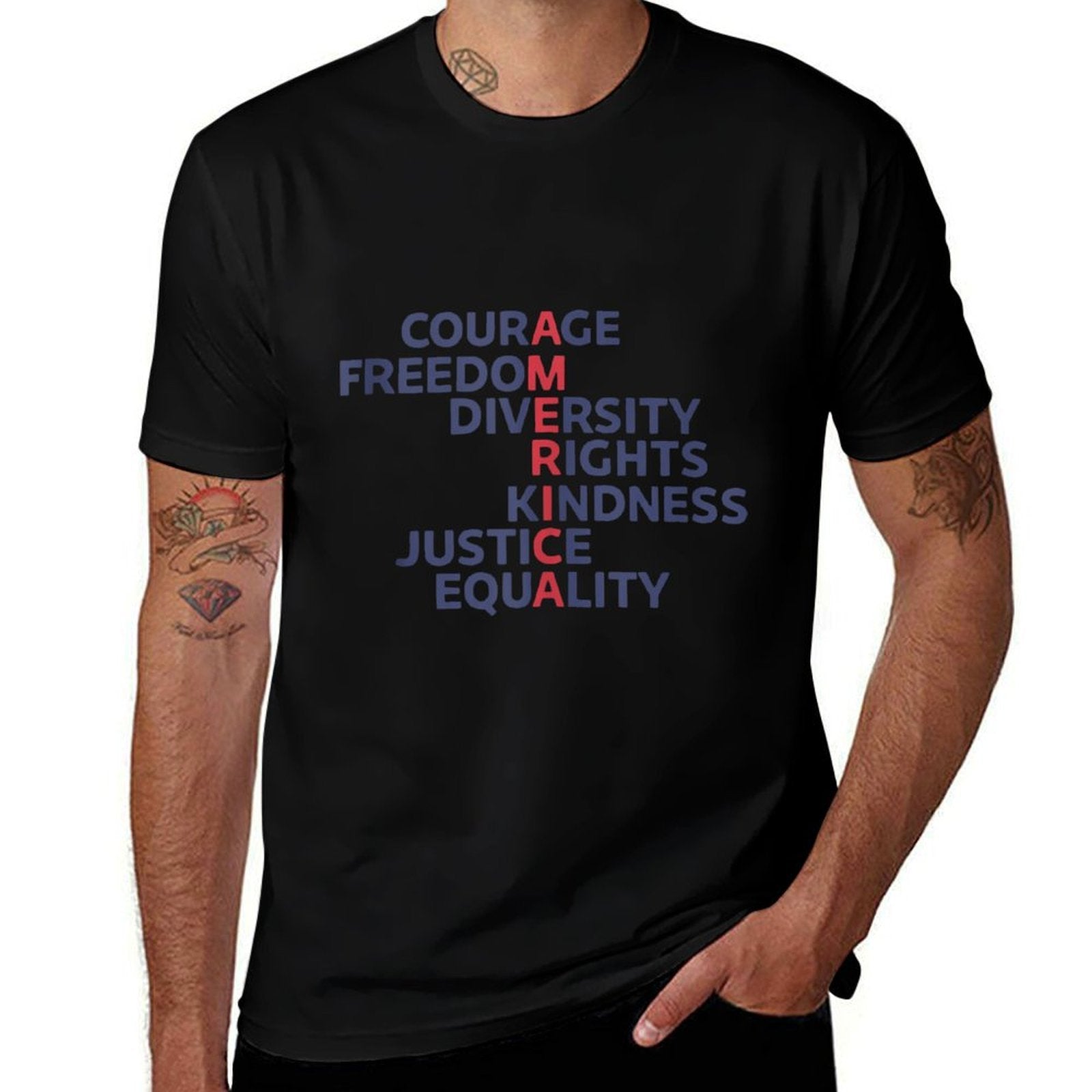 Courage Freedom Diversity Rights Kindness Justice Equality  Odor-resistant T-Shirt