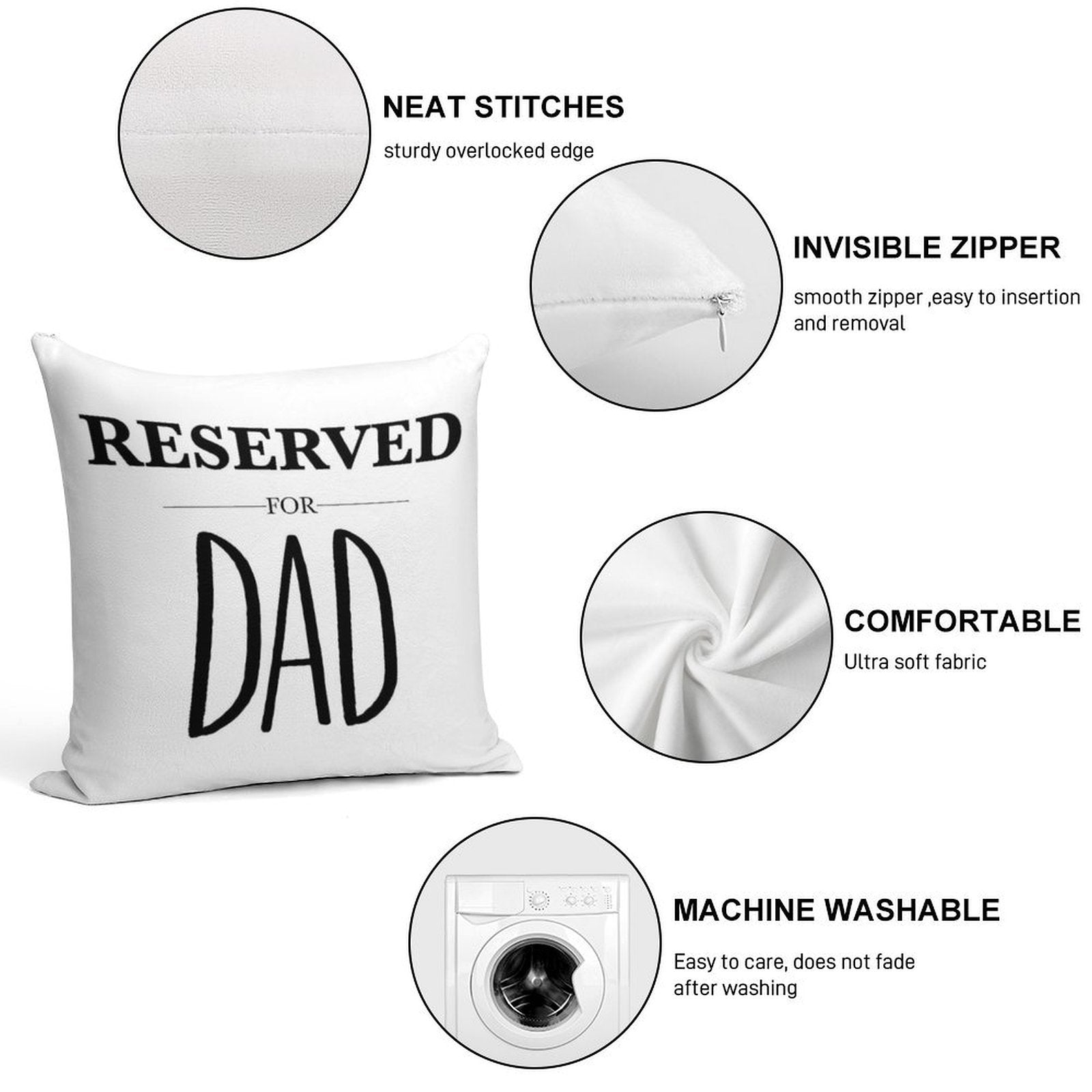 Reserved For Dad Soft Reinforced Edging Throw Pillow