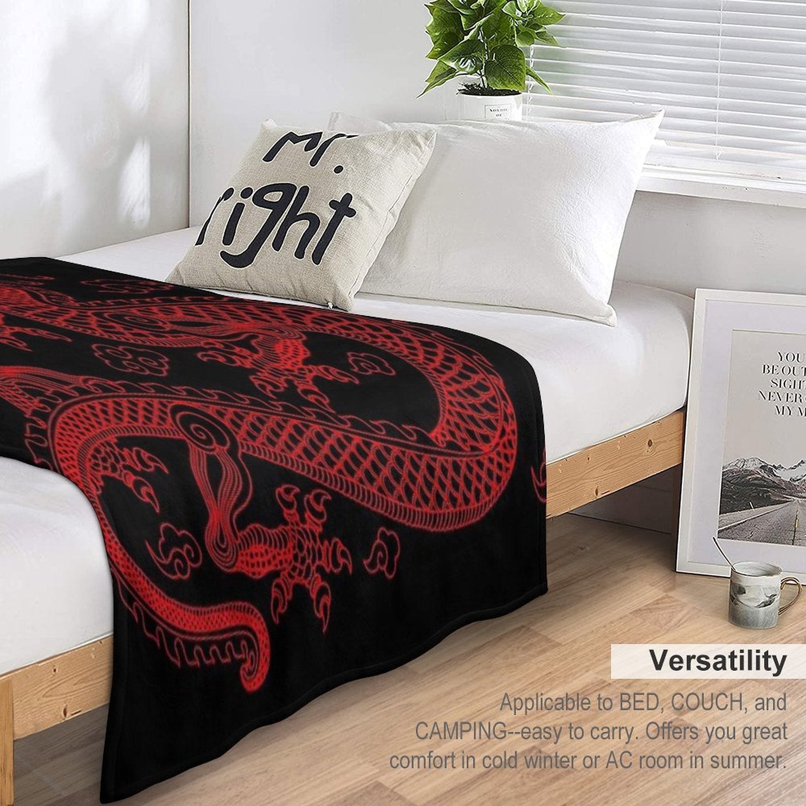 Red Chinese Dragon Wrinkle-free Throw Blanket