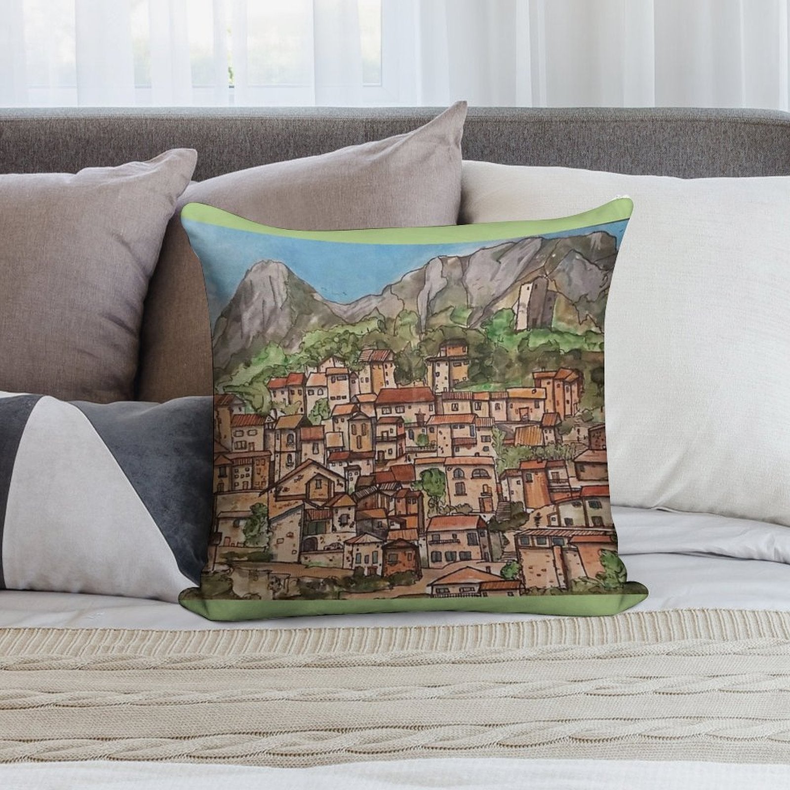 Italian Village Soft Anti-Pilling Throw Pillow