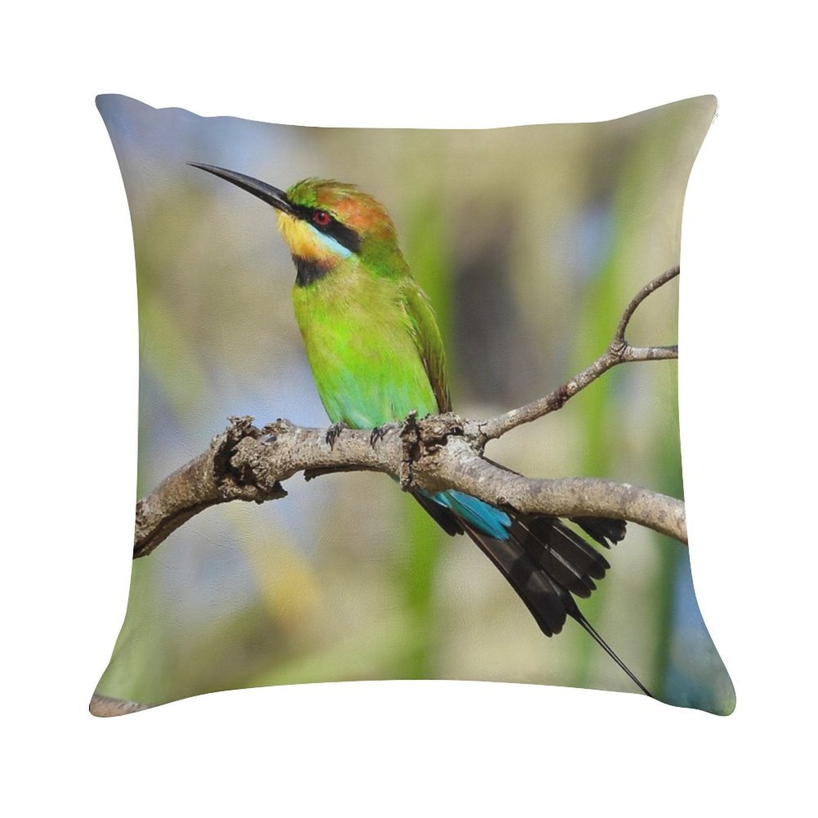 Rainbow Bee-eater Colourful Display Soft Shrink-Resistant Throw Pillow