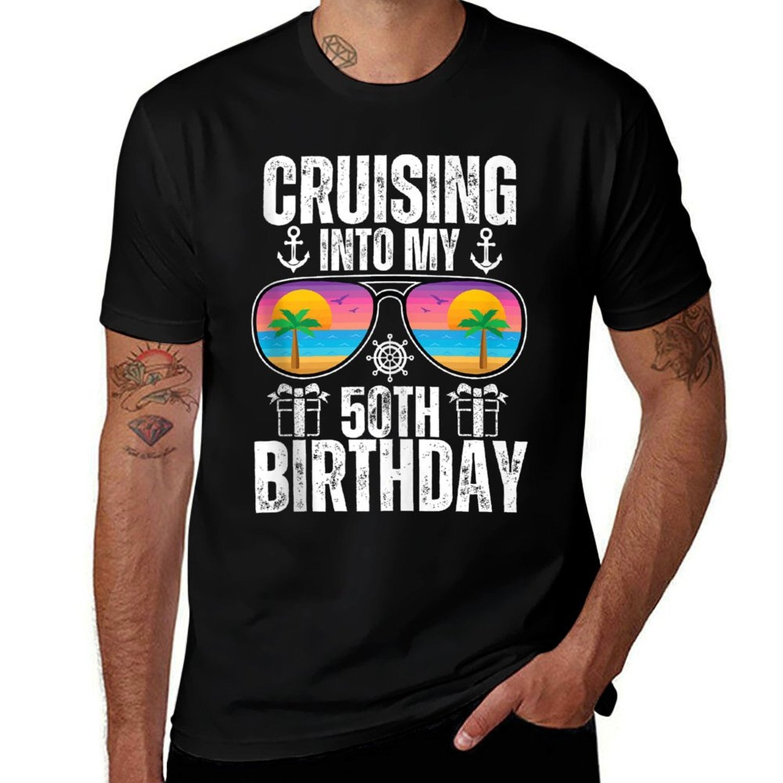 50 Year Old Birthday Cruising Into My 50th Birthday Cruise  Cotton T-Shirt