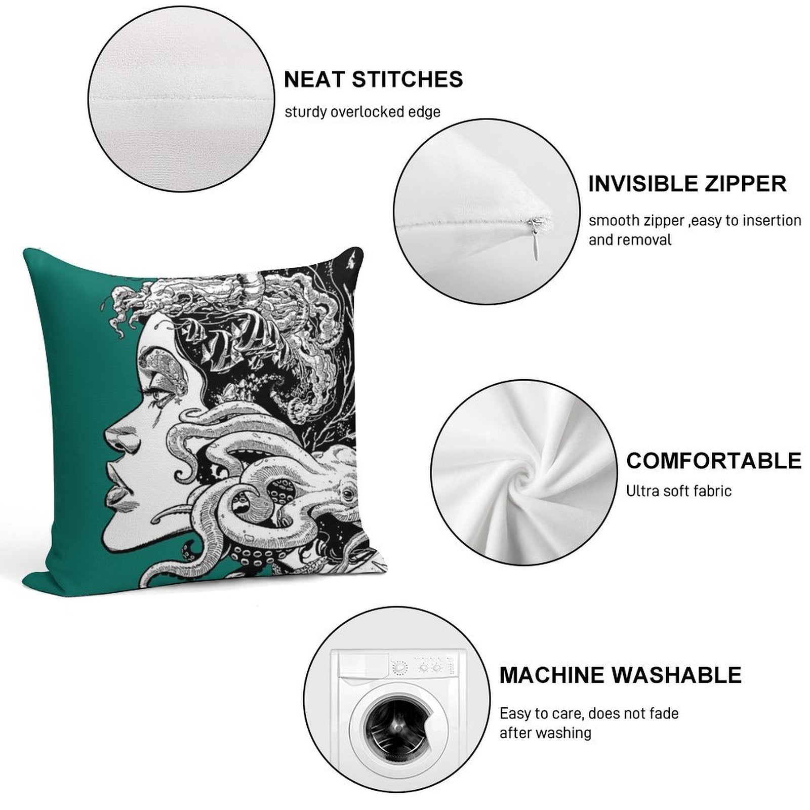 Poseidon's Mistress Alternate Soft Hidden Zipper Throw Pillow