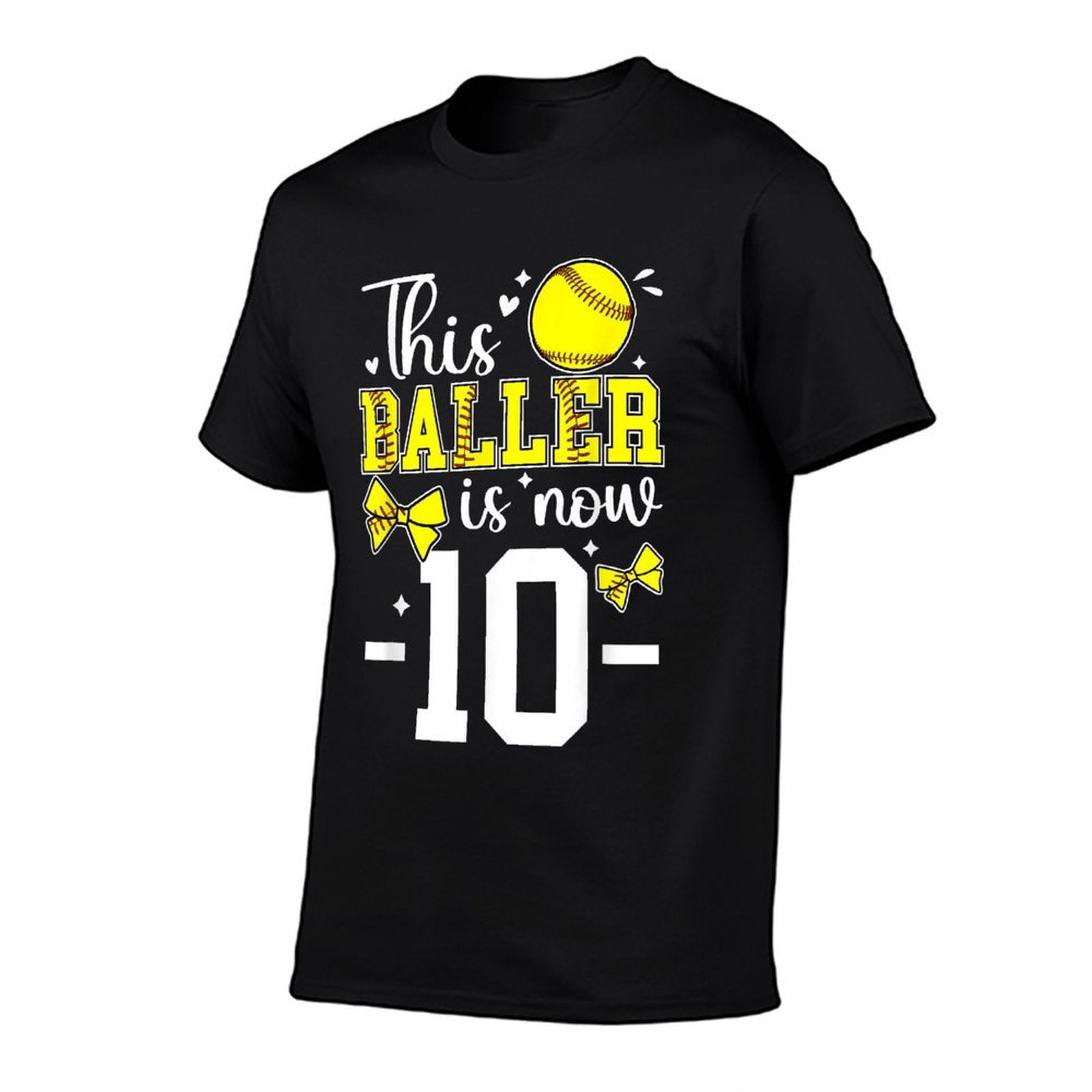 10th Birthday Softball Girl Ten Year Old Softball Player Comfortable T-Shirt