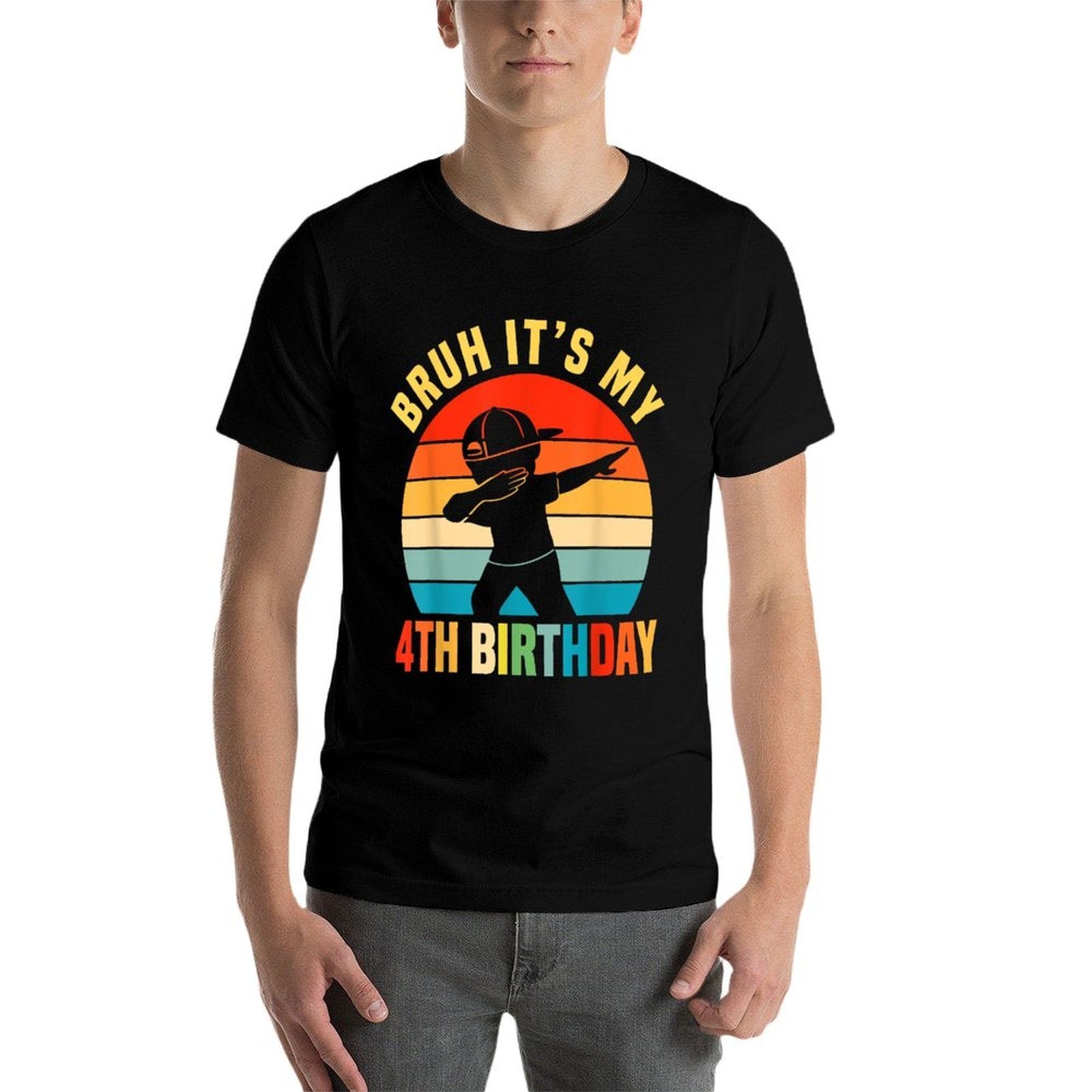4 Year Old Birthday Dabbing Boy Bruh It's My 4th Birthday  Odor-resistant T-Shirt