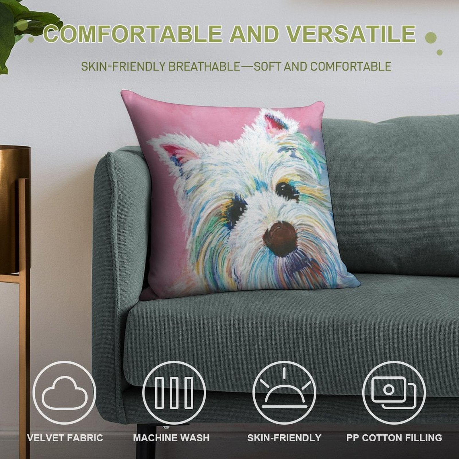 West Highland Terrier Love Soft High-Density Material Throw Pillow