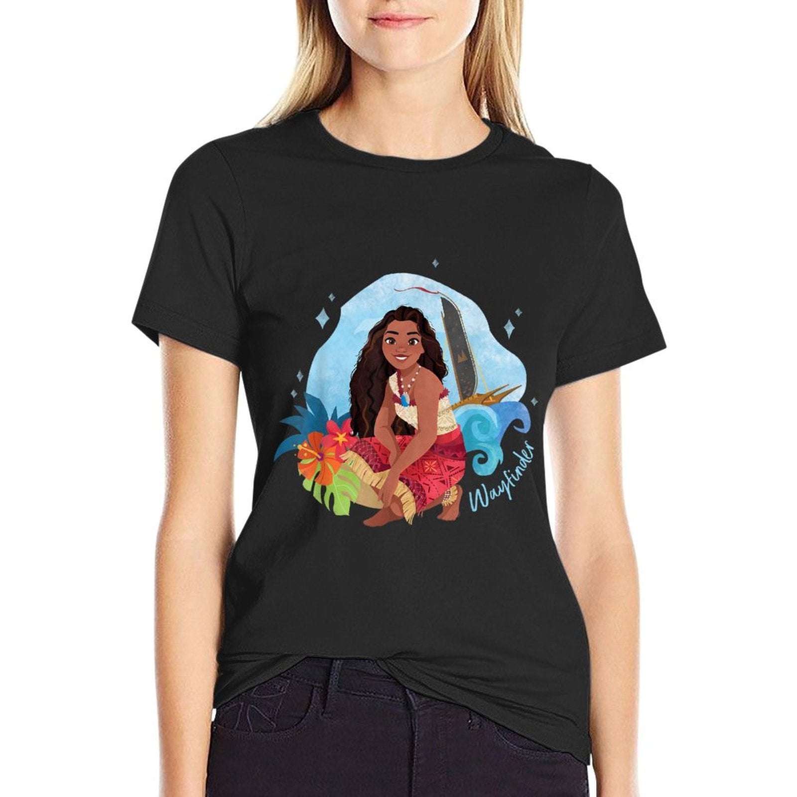 Disney Moana 2 Island Art Wayfinder Moana  Summer-ready Fabric T-Shirt