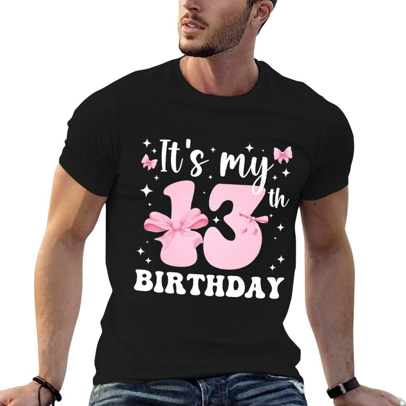 13th Coquette Themed Birthday Thirteen Year Old Girl Bow Comfortable T-Shirt