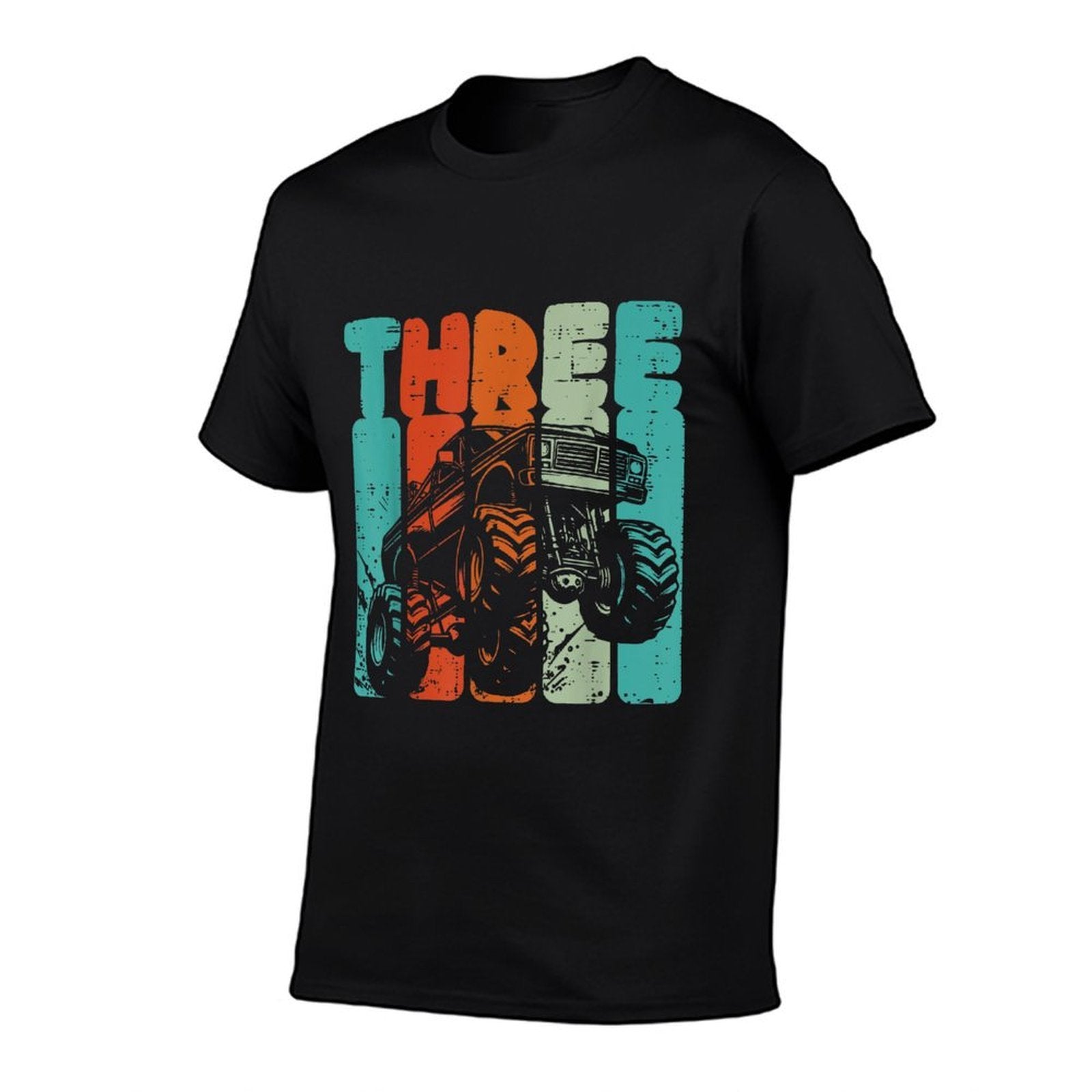 3rd Birthday Monster Truck Three Retro 3 Bday Boys Kid Youth  Wrinkle-resistant T-Shirt
