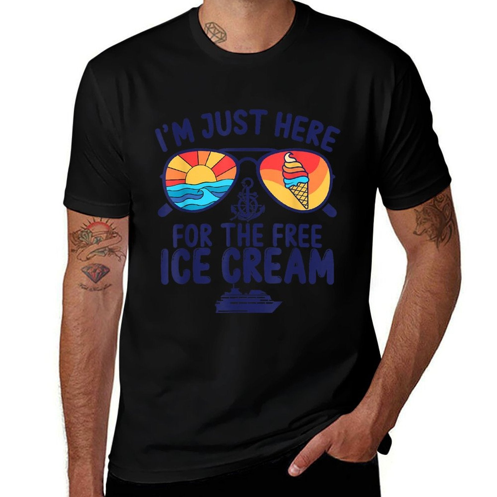 I'm Just Here For The Free Ice Cream Cruise Trip 2025  Durable T-Shirt
