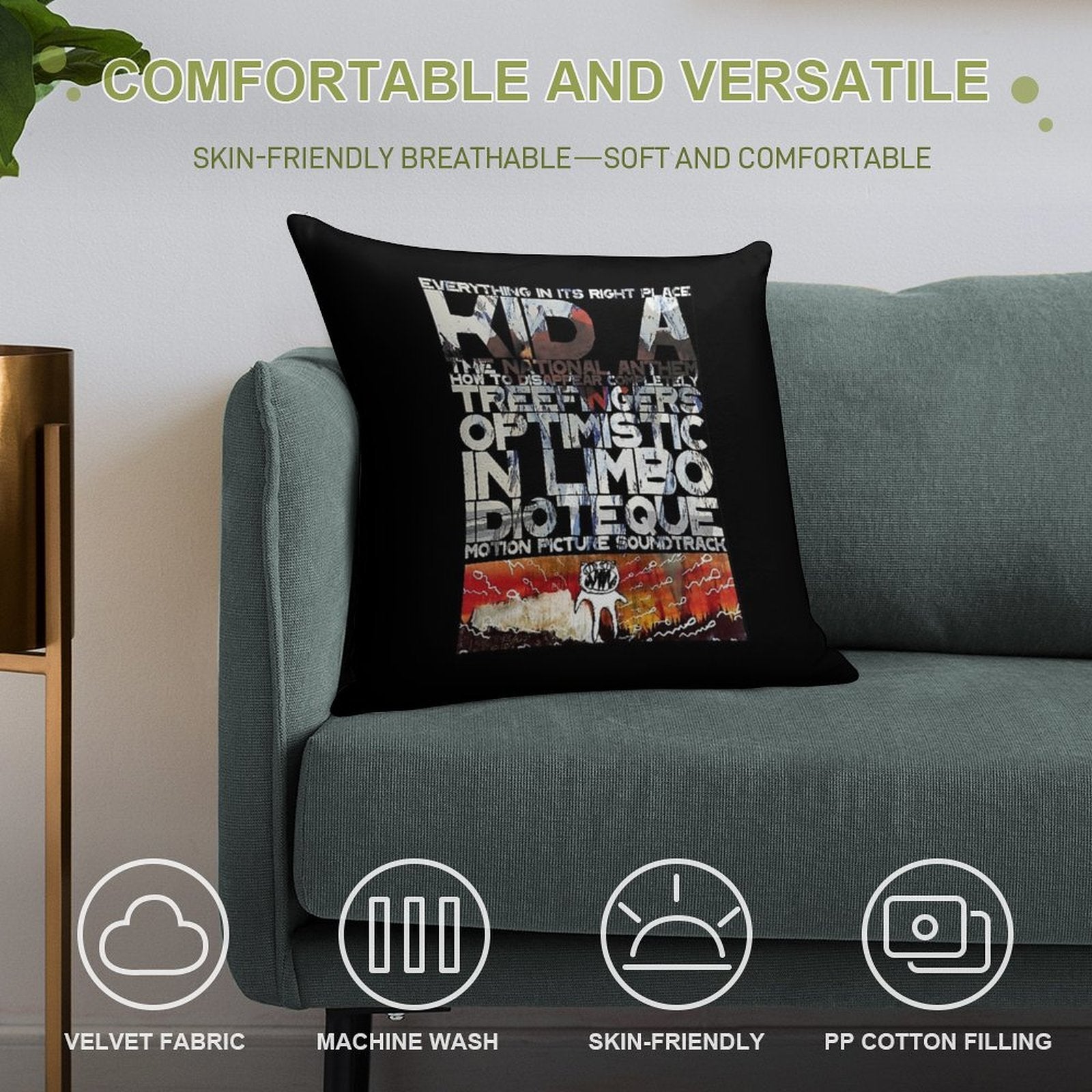 Radio Soft Short Plush Fabric Throw Pillow