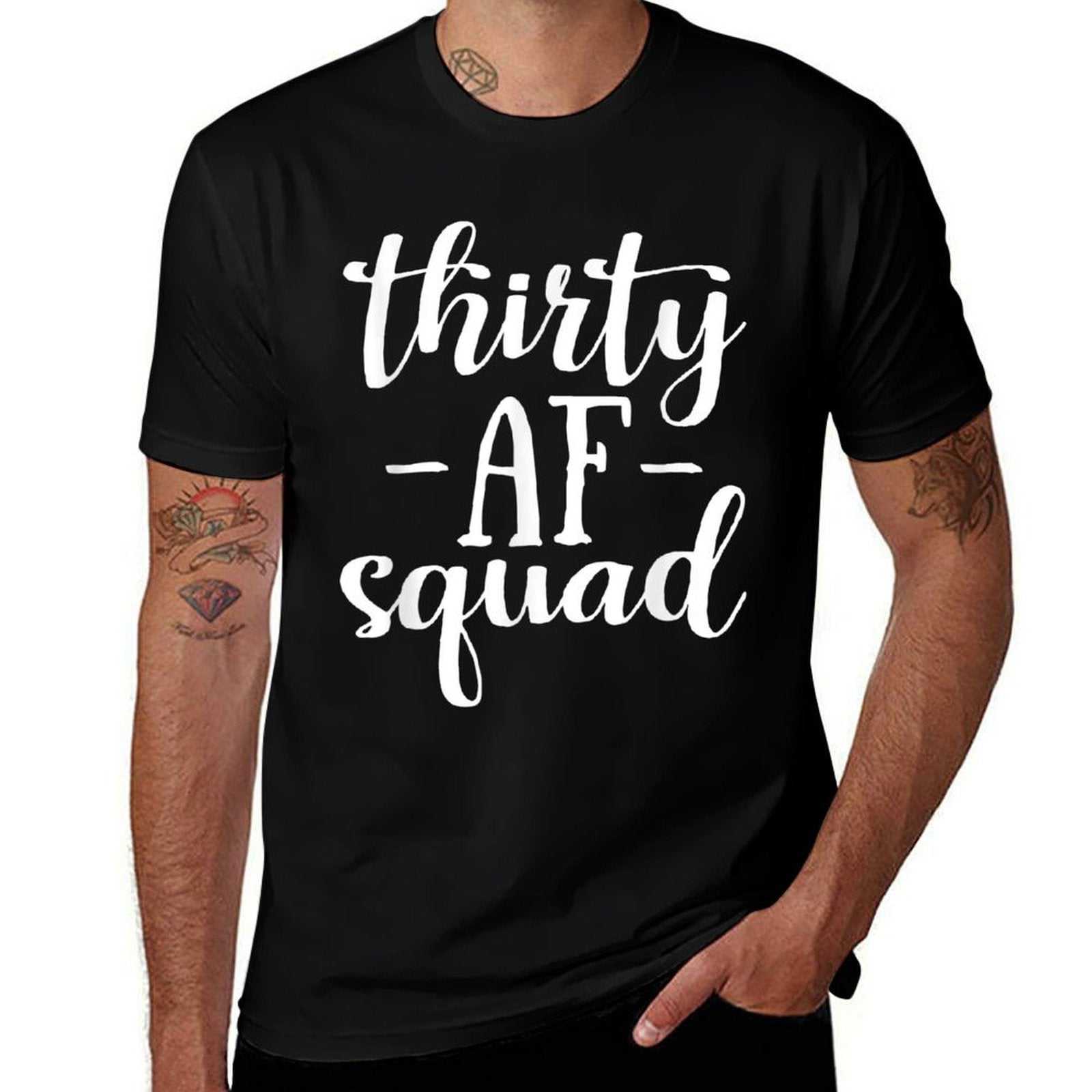 30th Birthday Thirty AF Squad Thirty Squad Gift  Heathered Texture T-Shirt