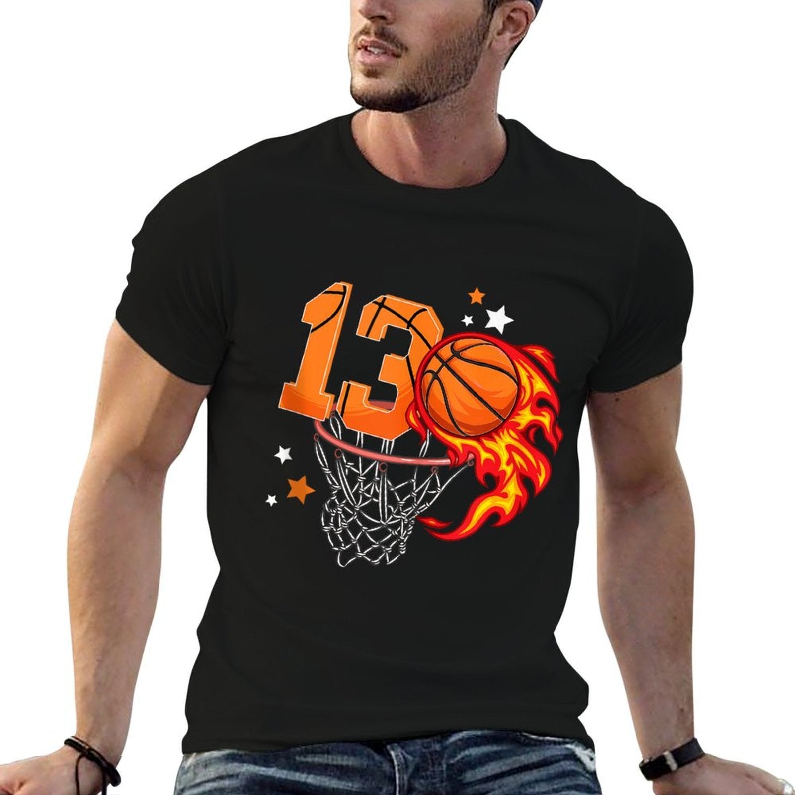 13th Birthday Basketball Thirteen Year Old Basketball Boy  Eco-friendly Material T-Shirt