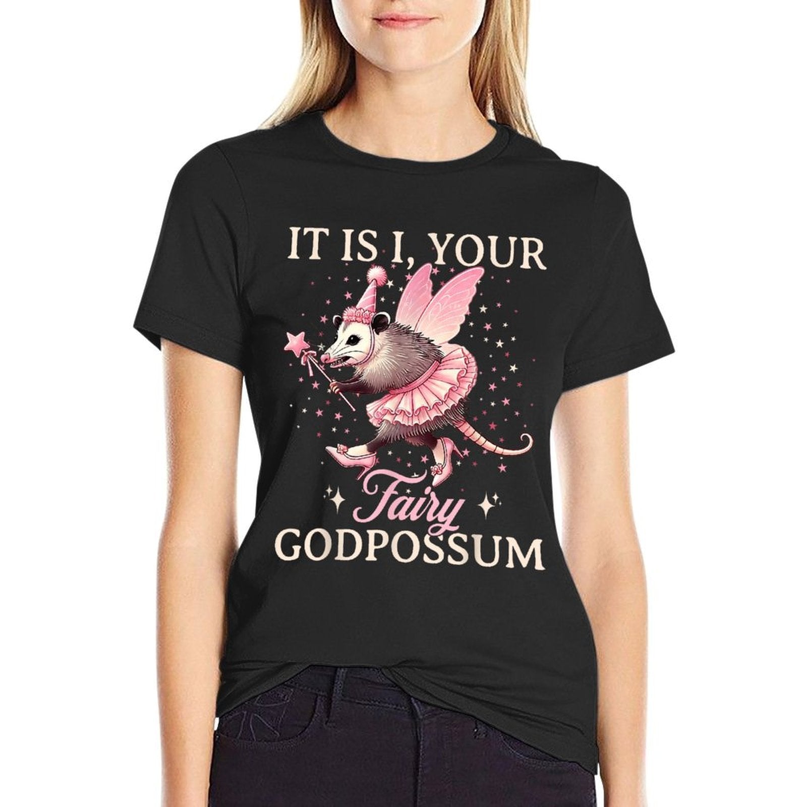 It Is I Your Fairy Godpossum Funny Opossum Spirit Animal  Moisture-wicking T-Shirt