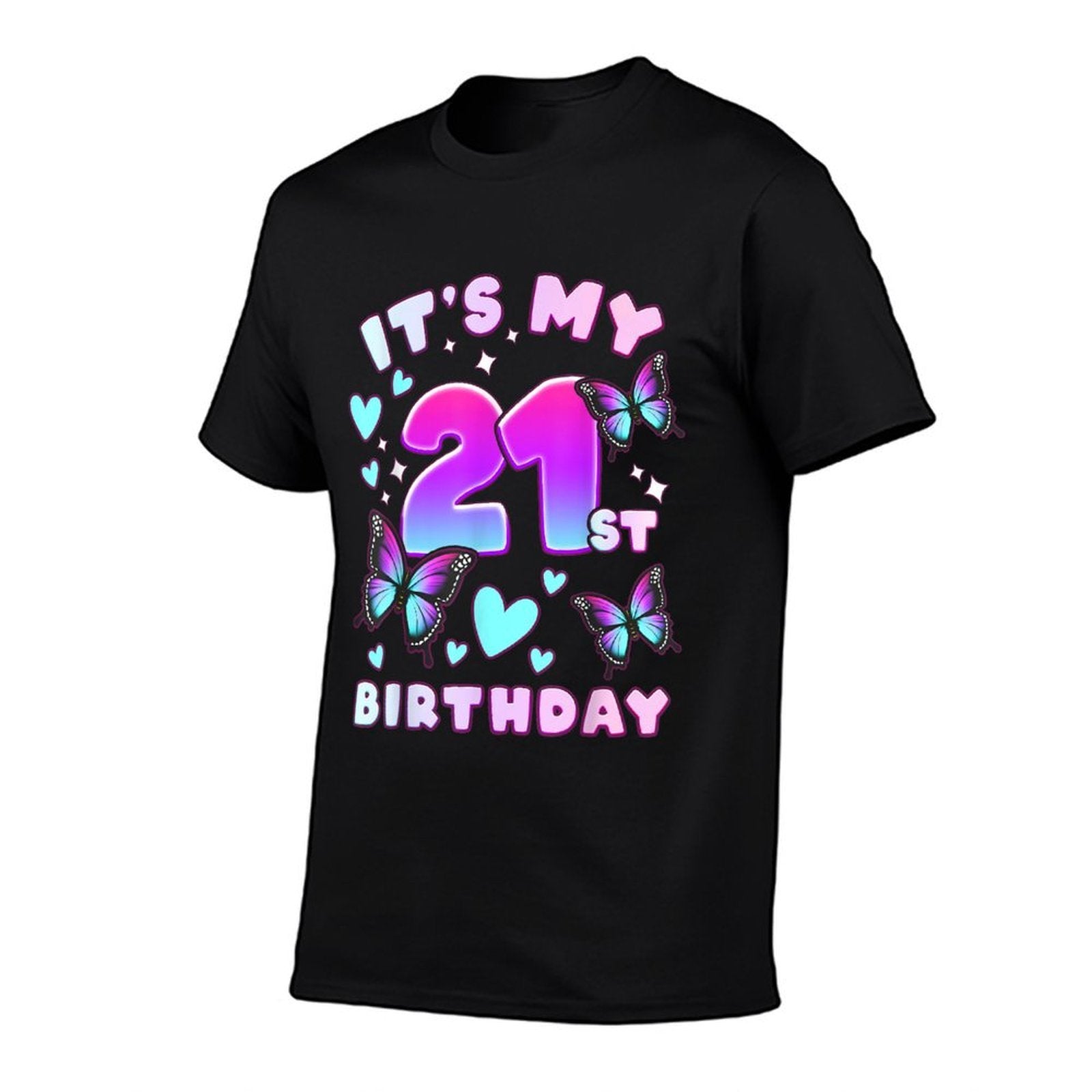 21st Birthday, Girl 21 Years, Butterflies And Number 21  Quick-drying T-Shirt