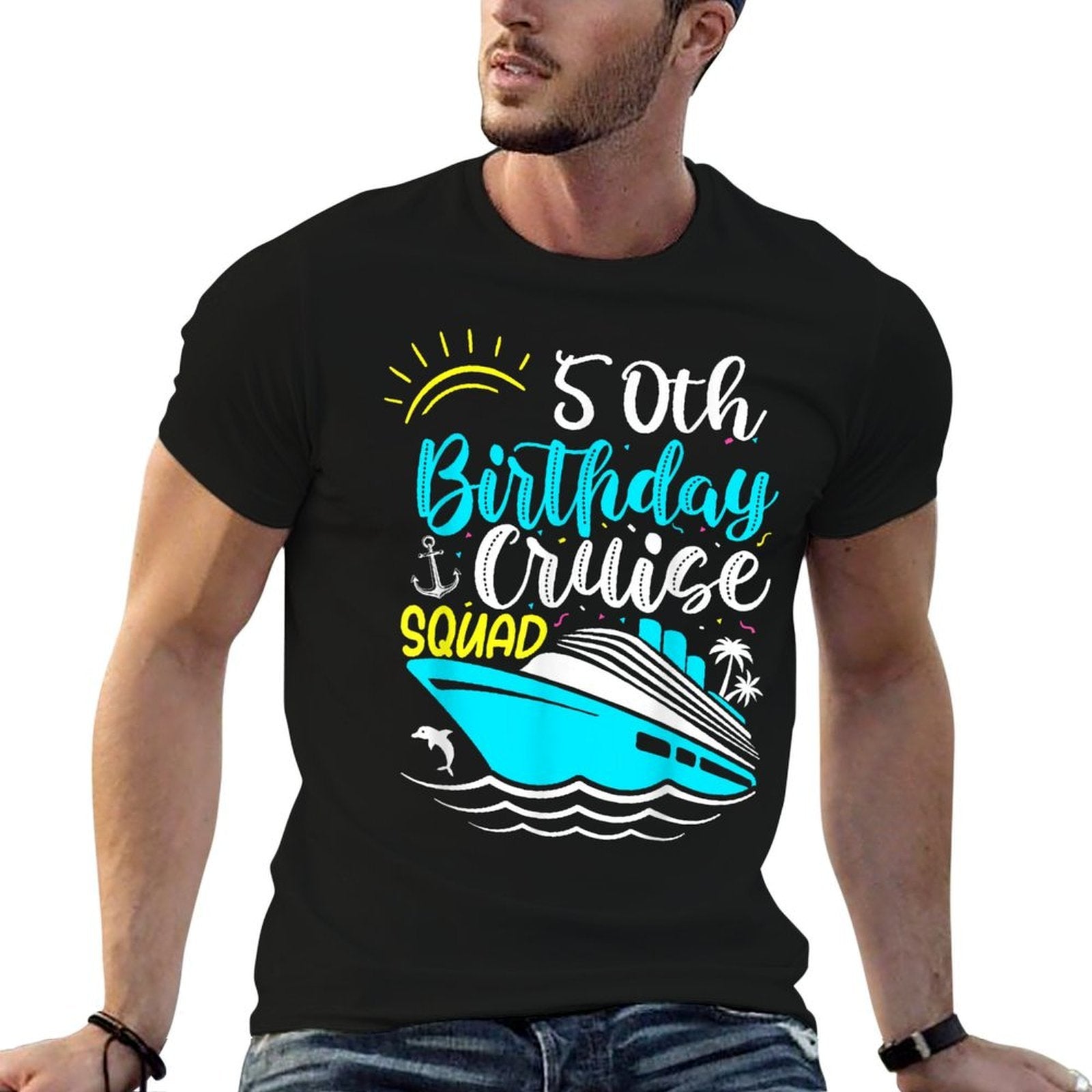 50th Birthday Cruise Squad Funny 50th Birthday Cruise Party  Graphic-printed T-Shirt